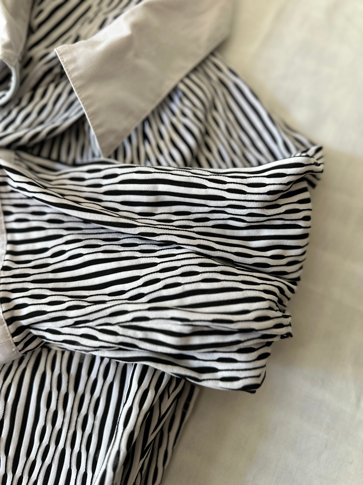 double zip black and white button up