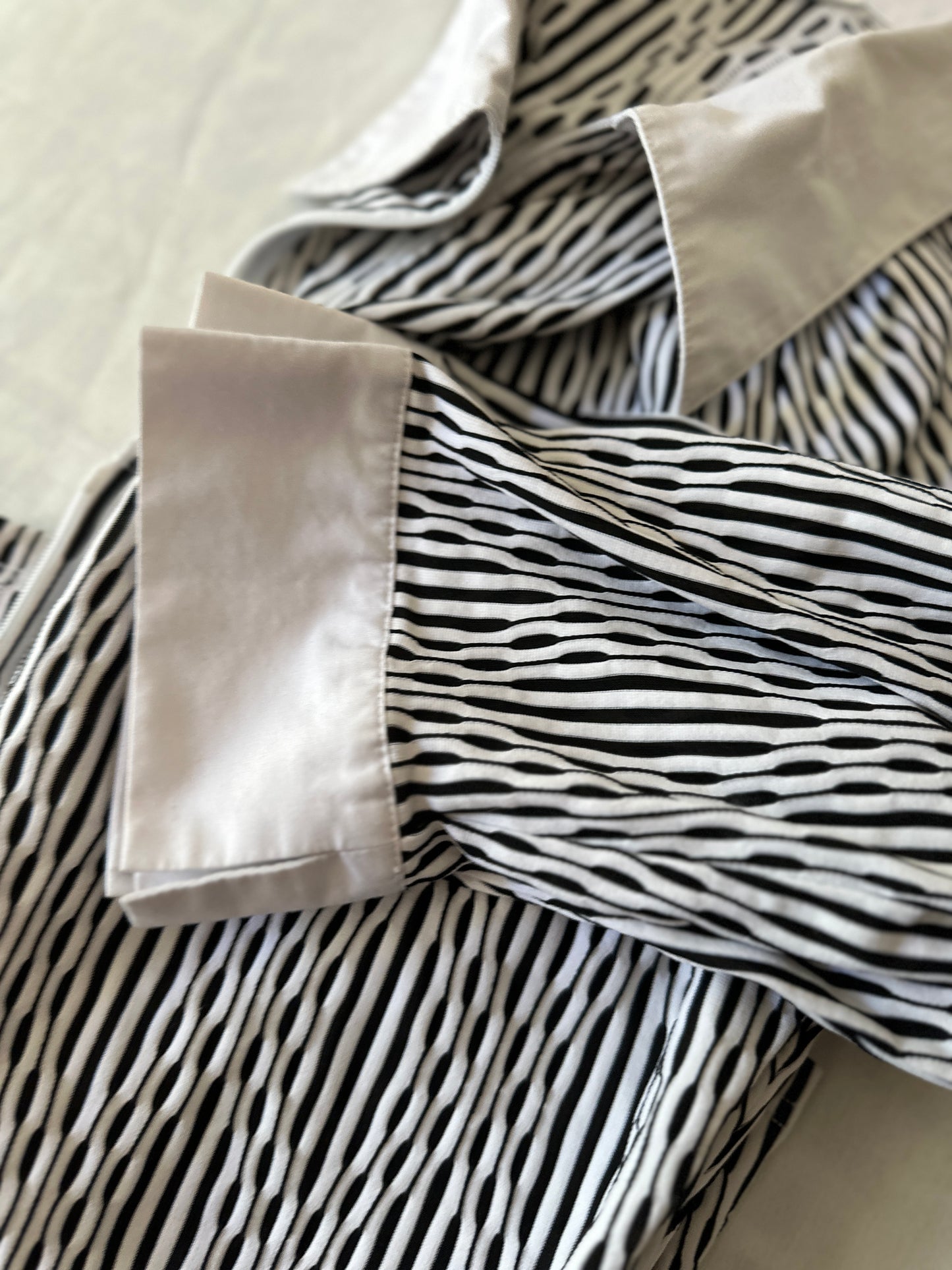 double zip black and white button up