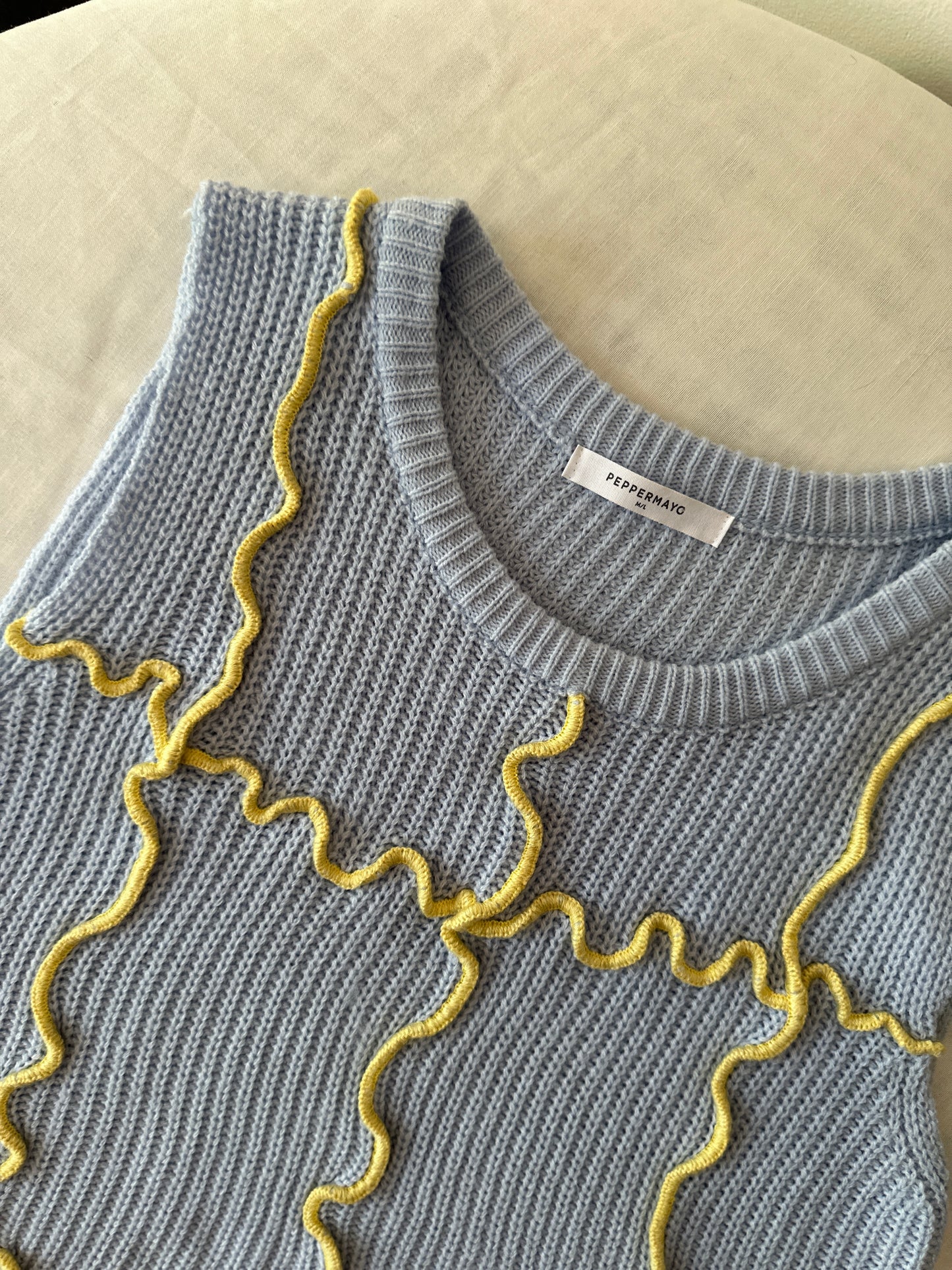 baby blue crochet vest