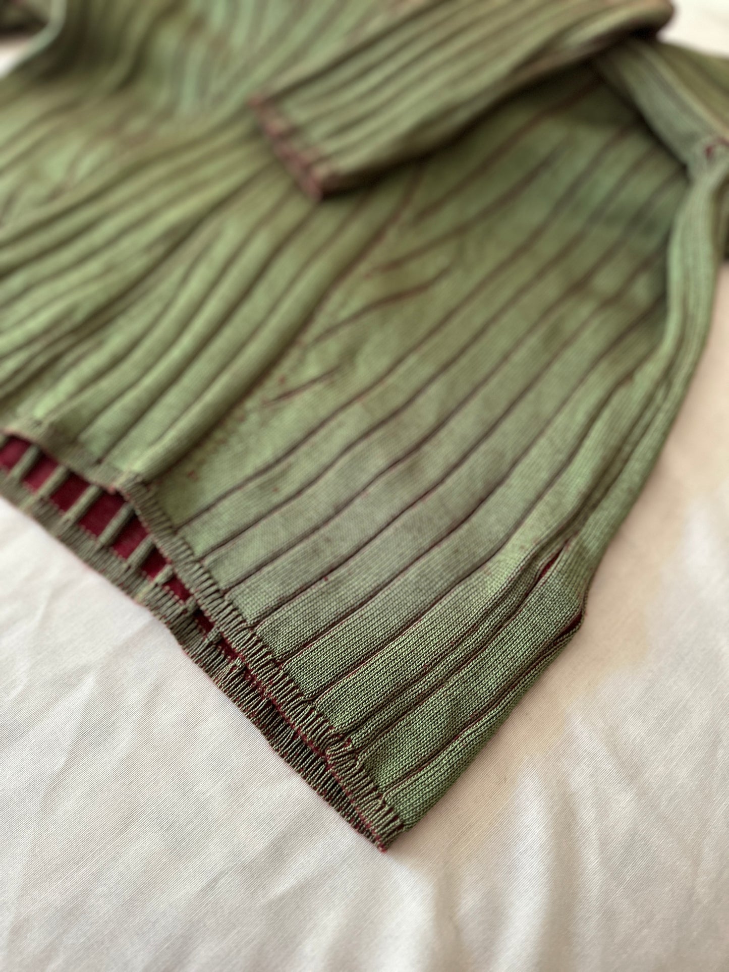 two tone red/green cardigan