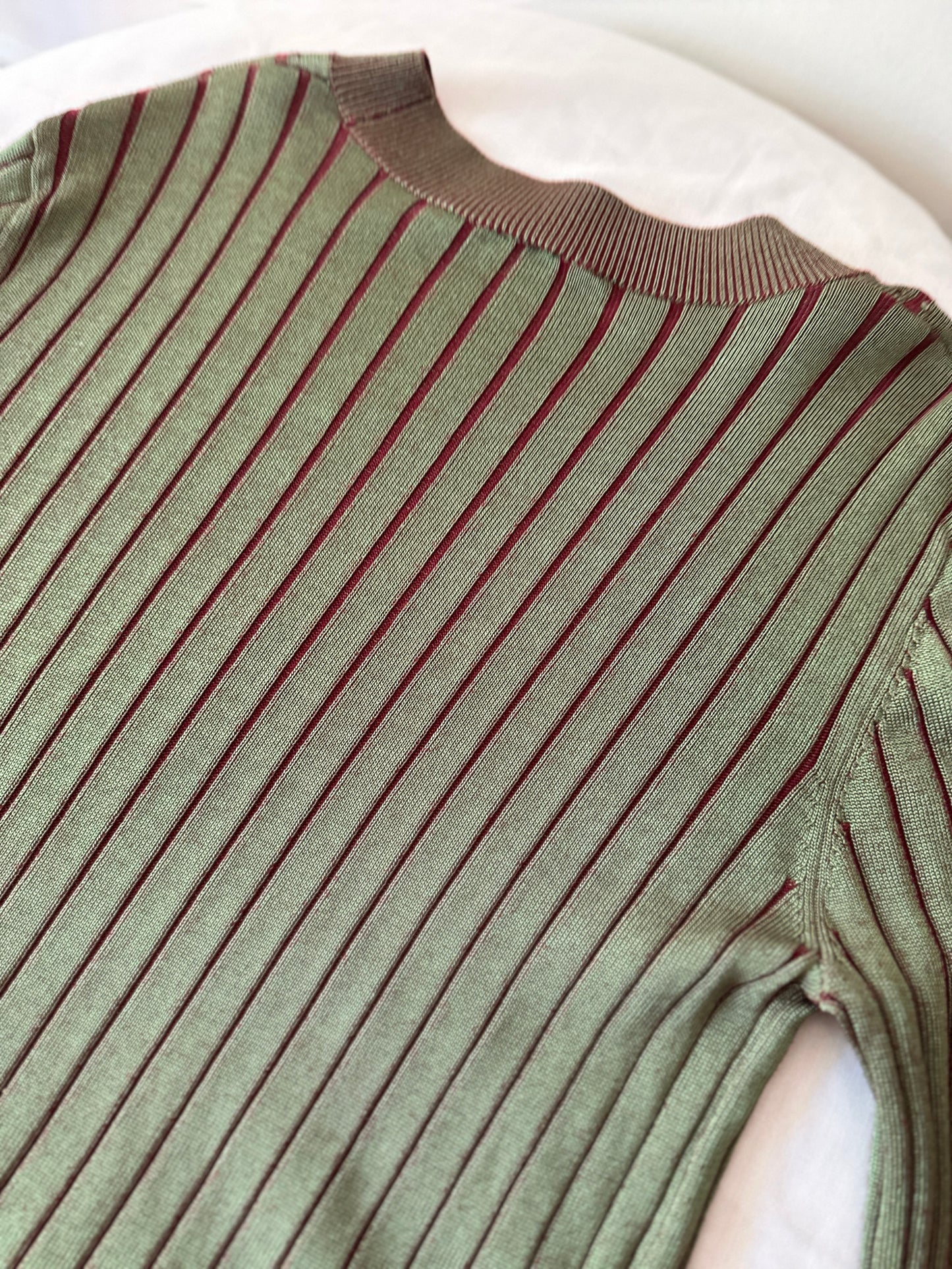 two tone red/green cardigan