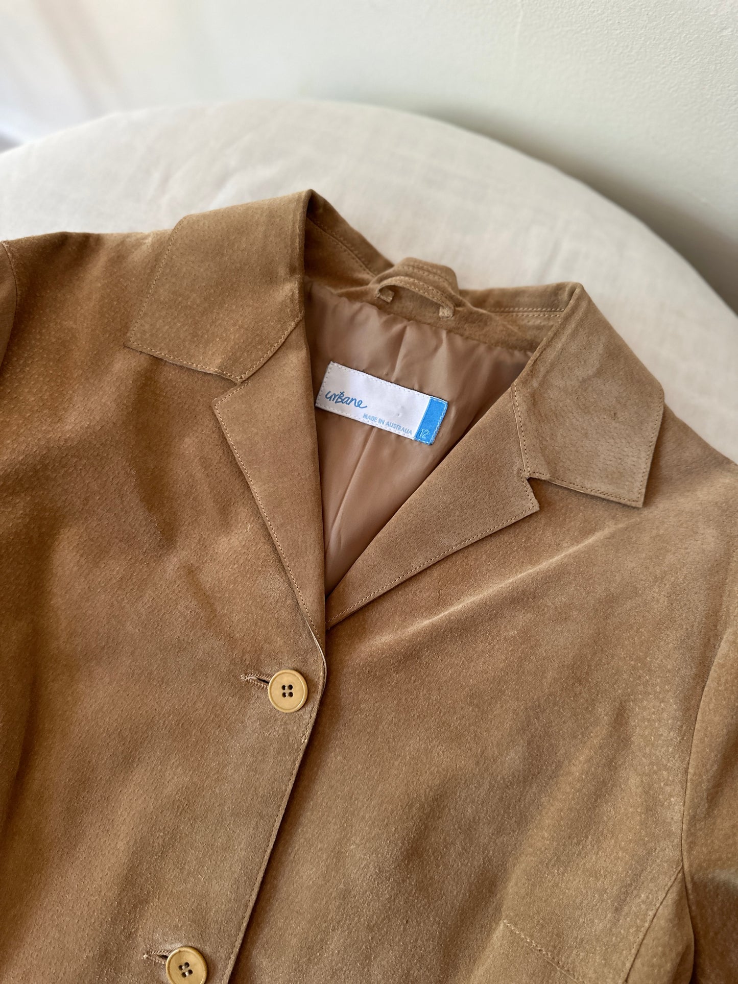 camel suede mid trench coat