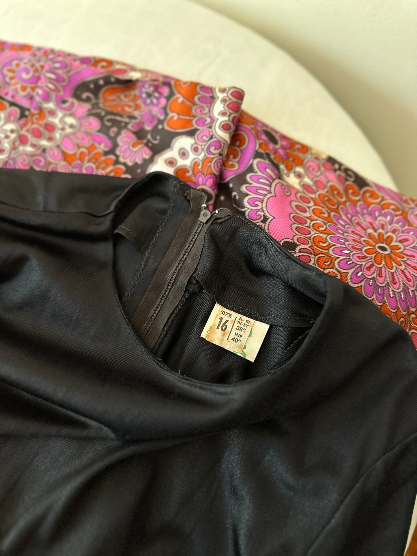 70s long sleeve two tone maxi dress