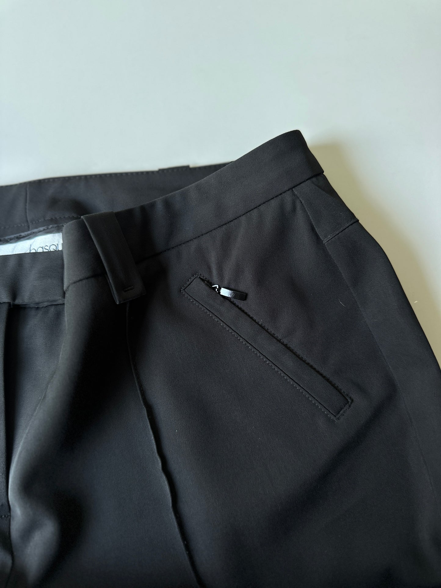 black pleated work pants