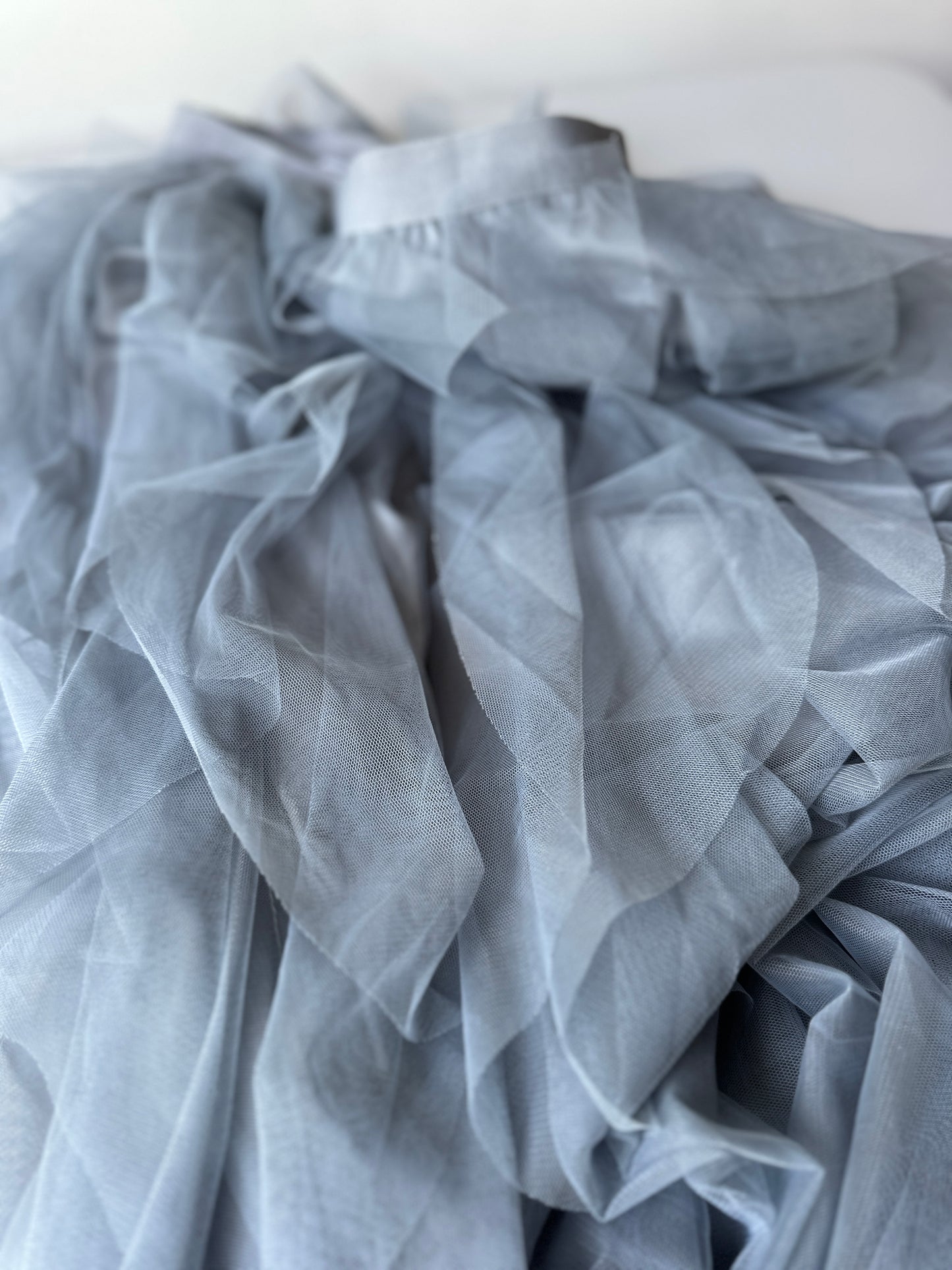 grey tulle ruffled midi skirt