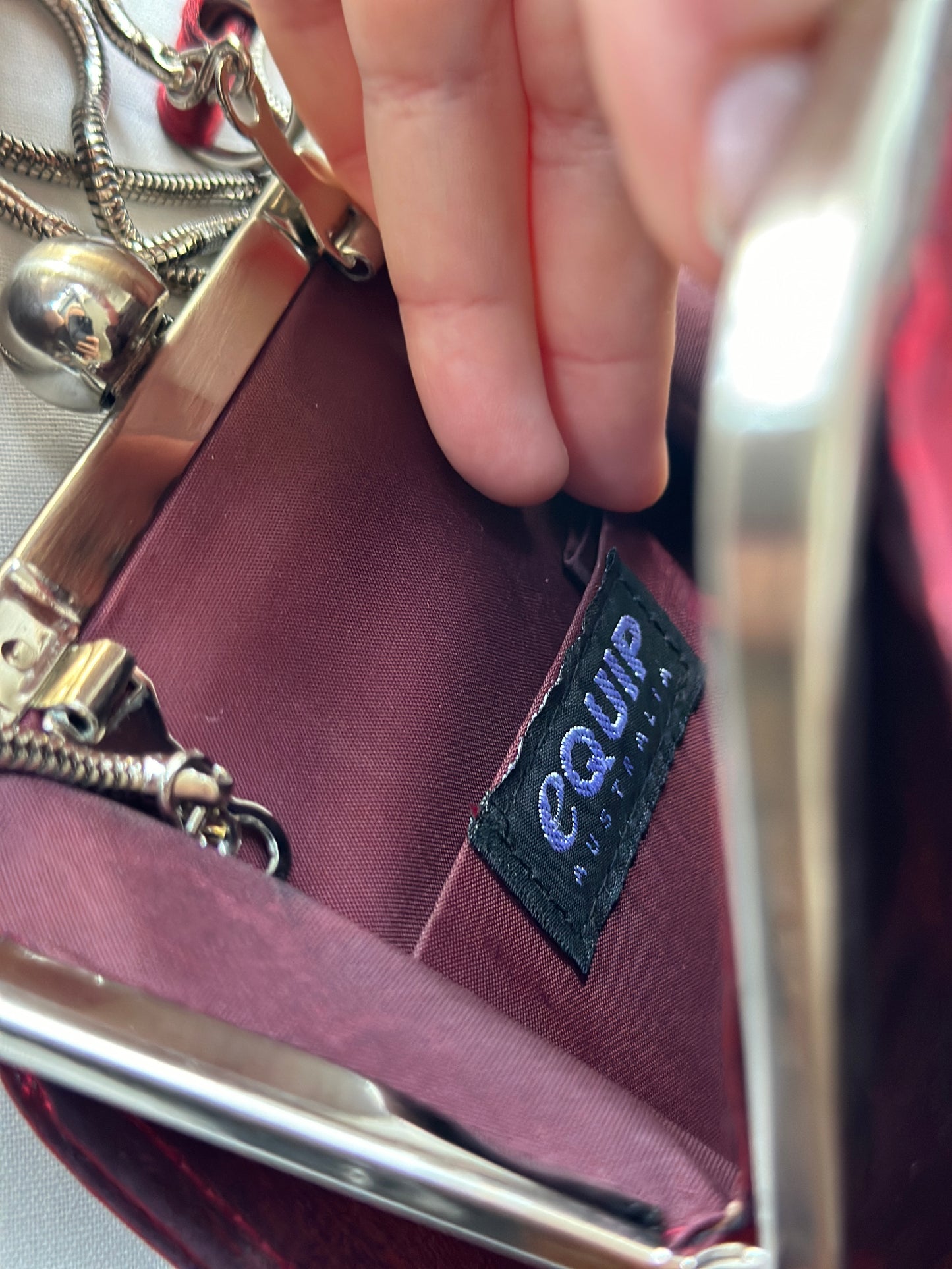 deep red satin purse/clutch