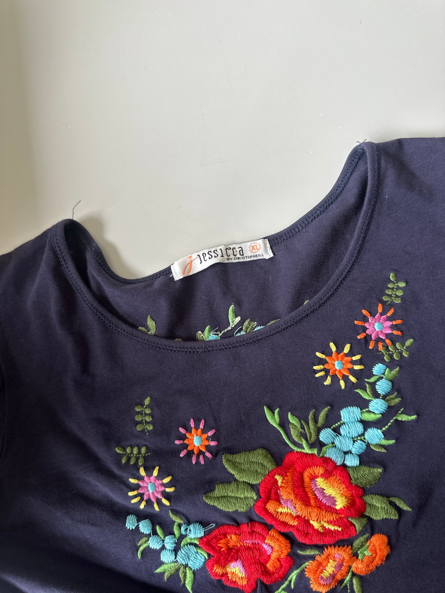 floral embroidered baby tee