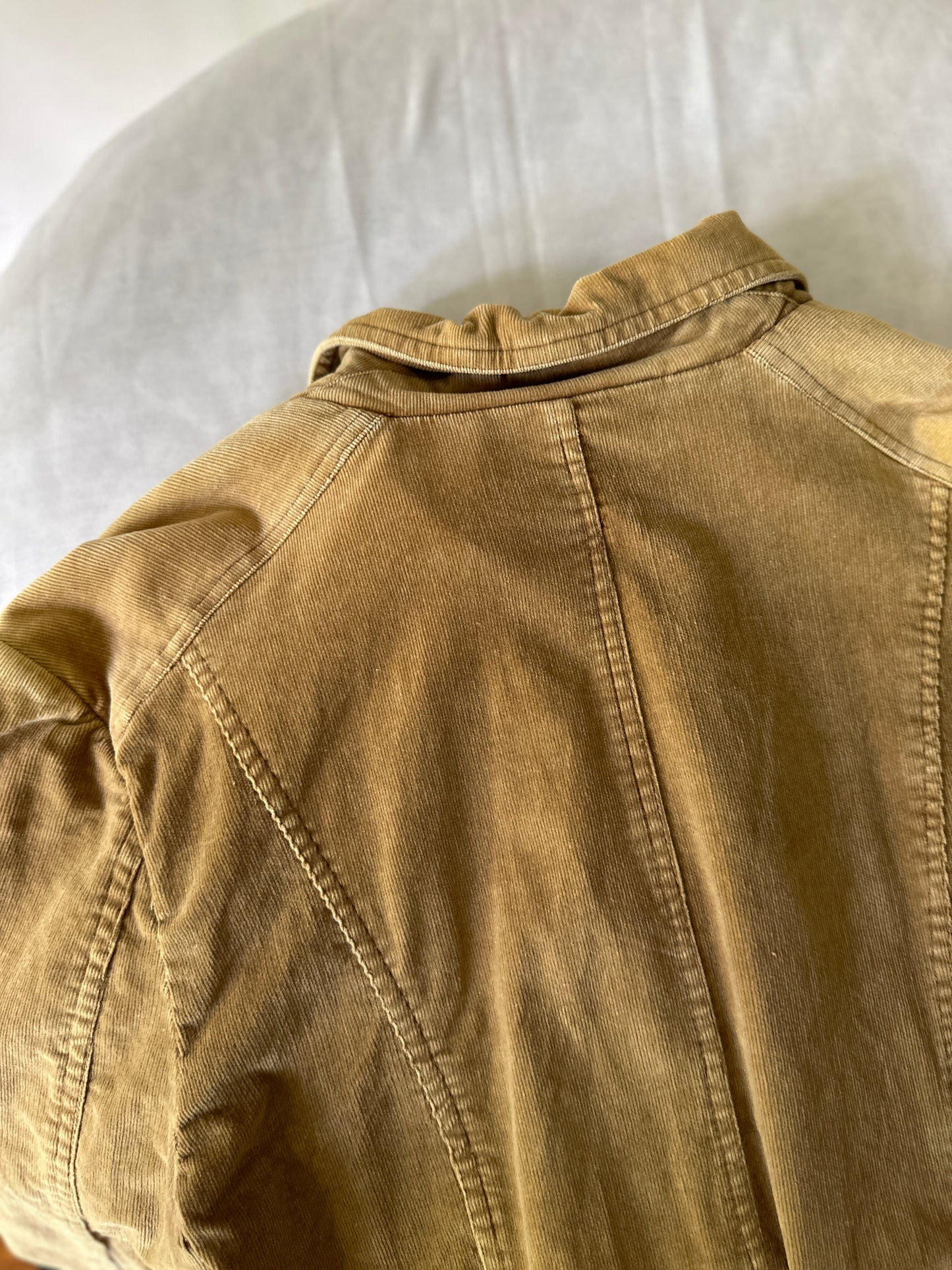 camel coloured corduroy mid trench coat