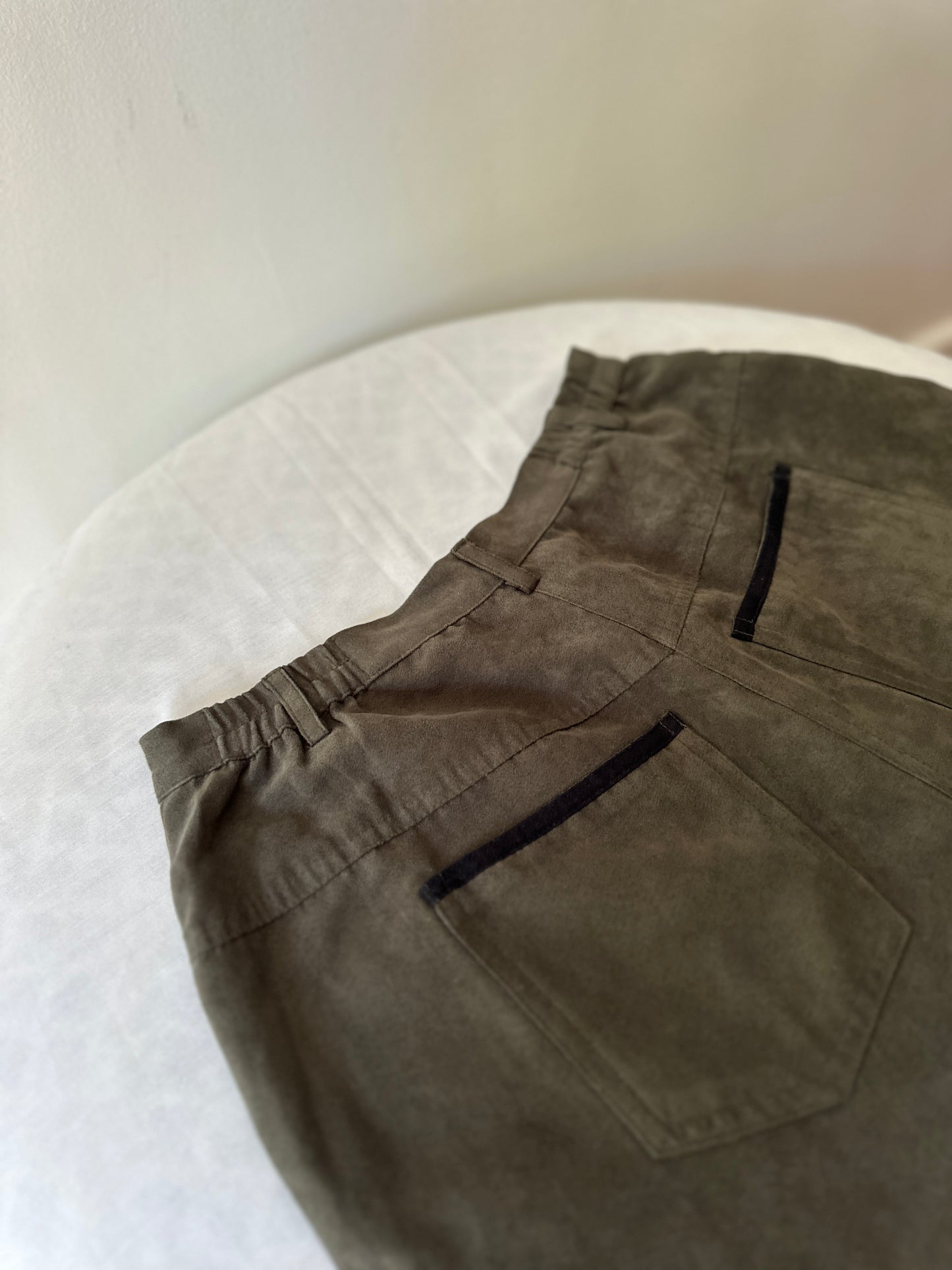 khaki suede high waist pants