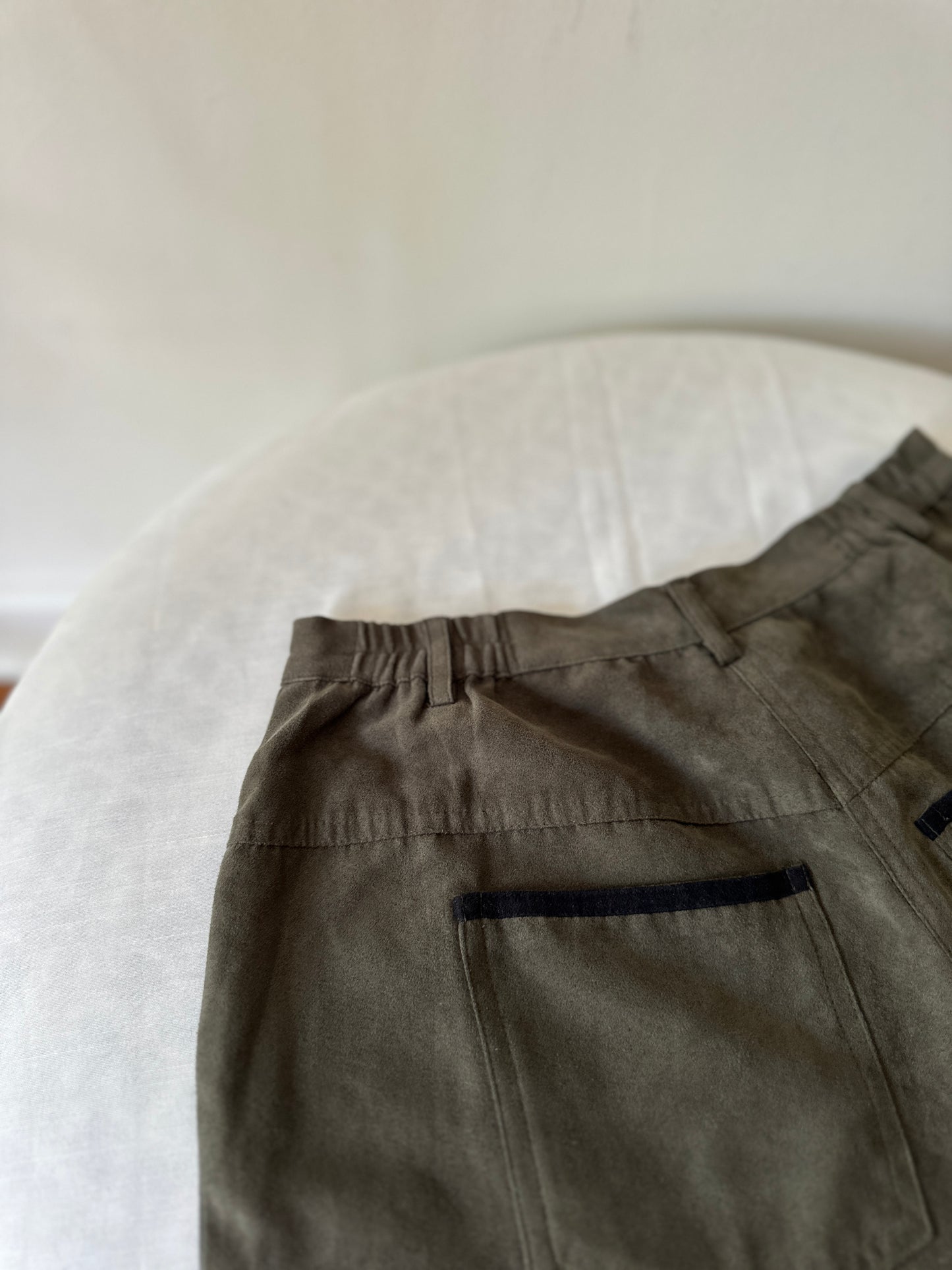 khaki suede high waist pants