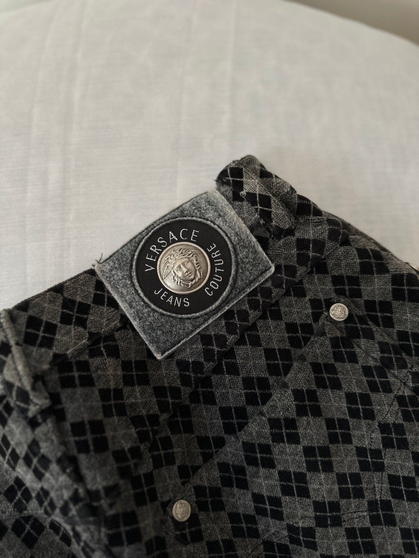 Versace diamond pattern velvet pants