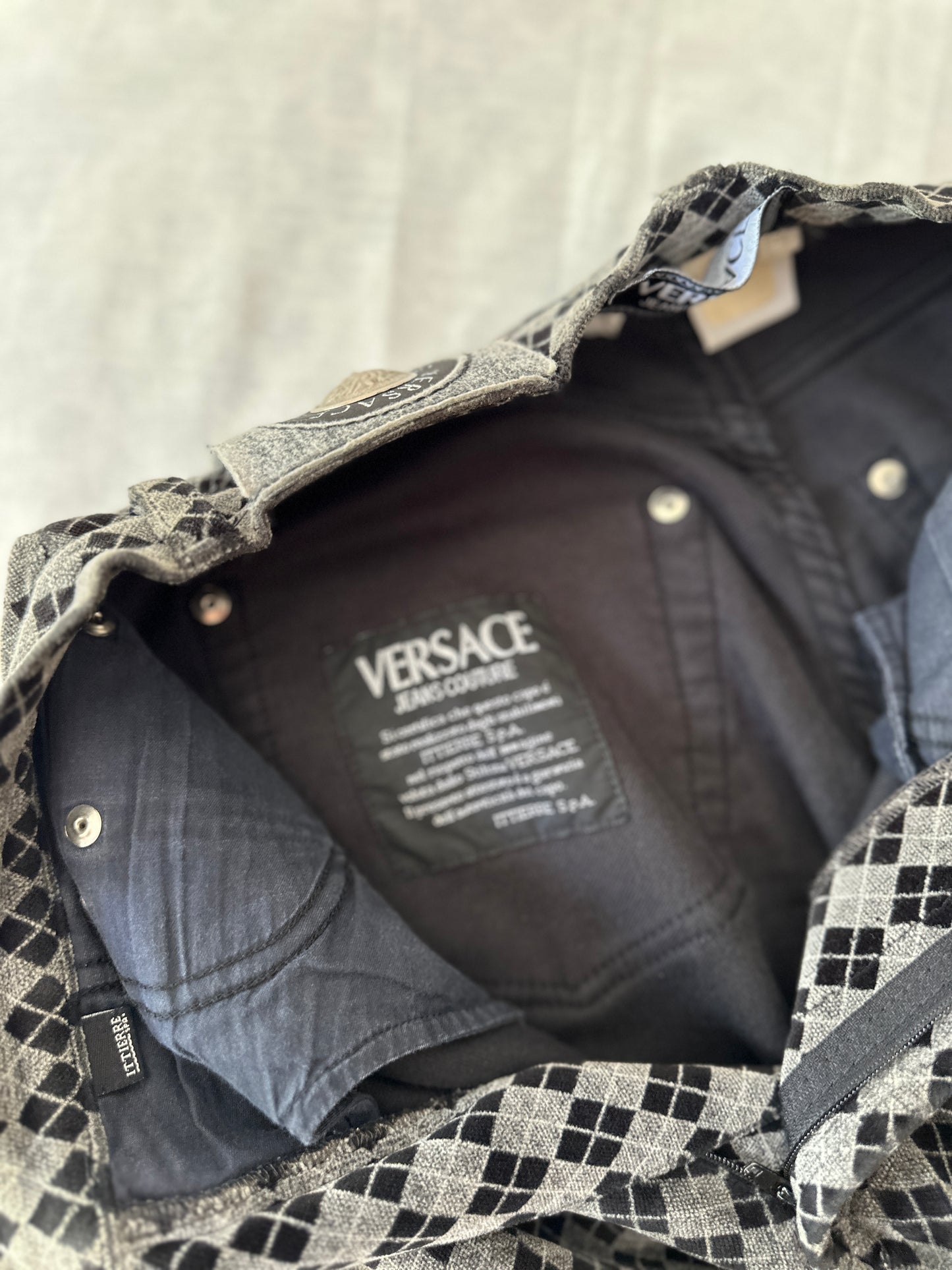 Versace diamond pattern velvet pants