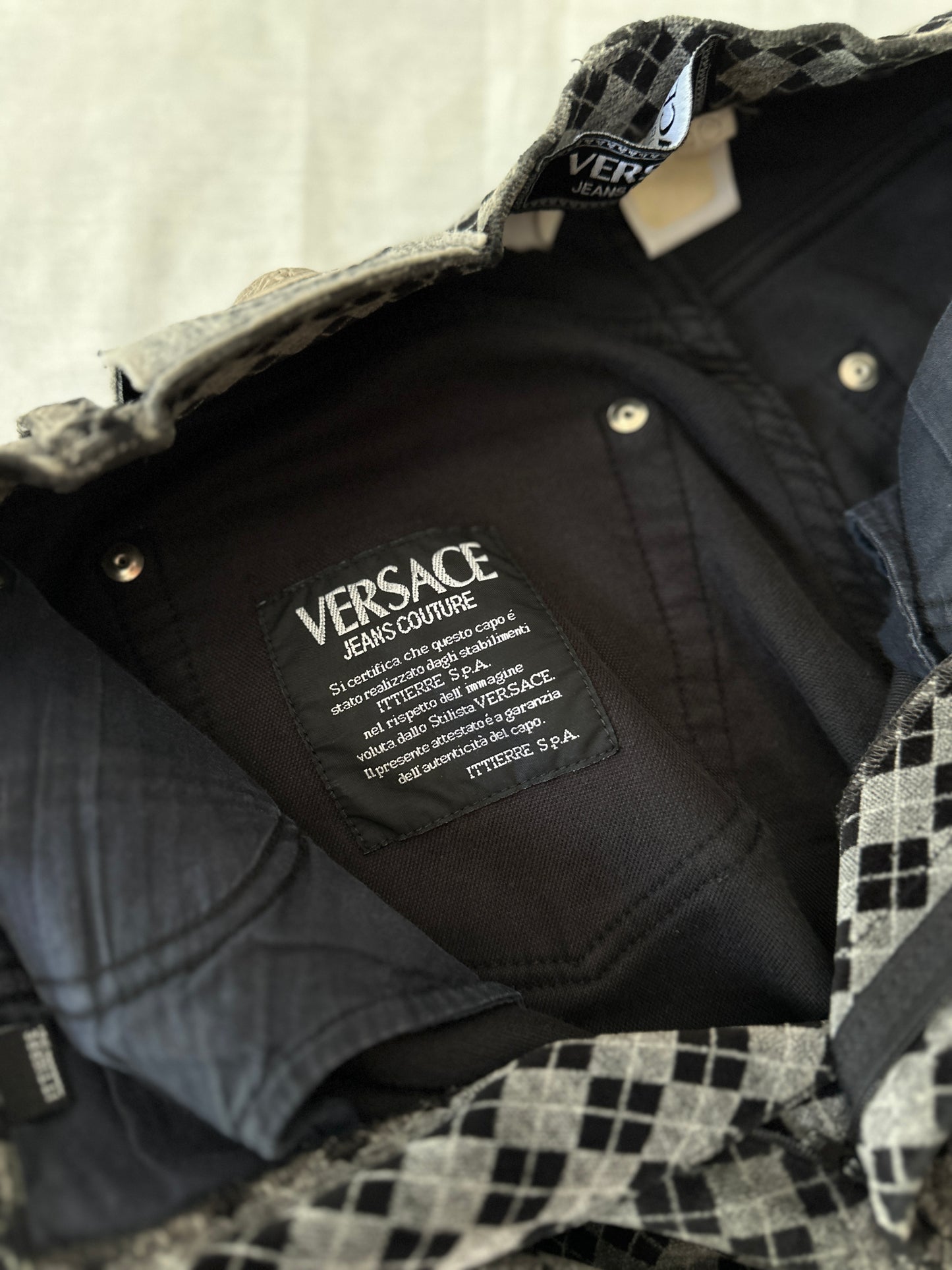 Versace diamond pattern velvet pants