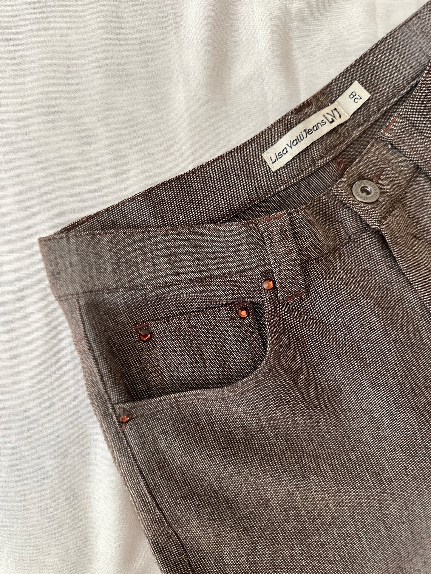 brown straight legged trousers