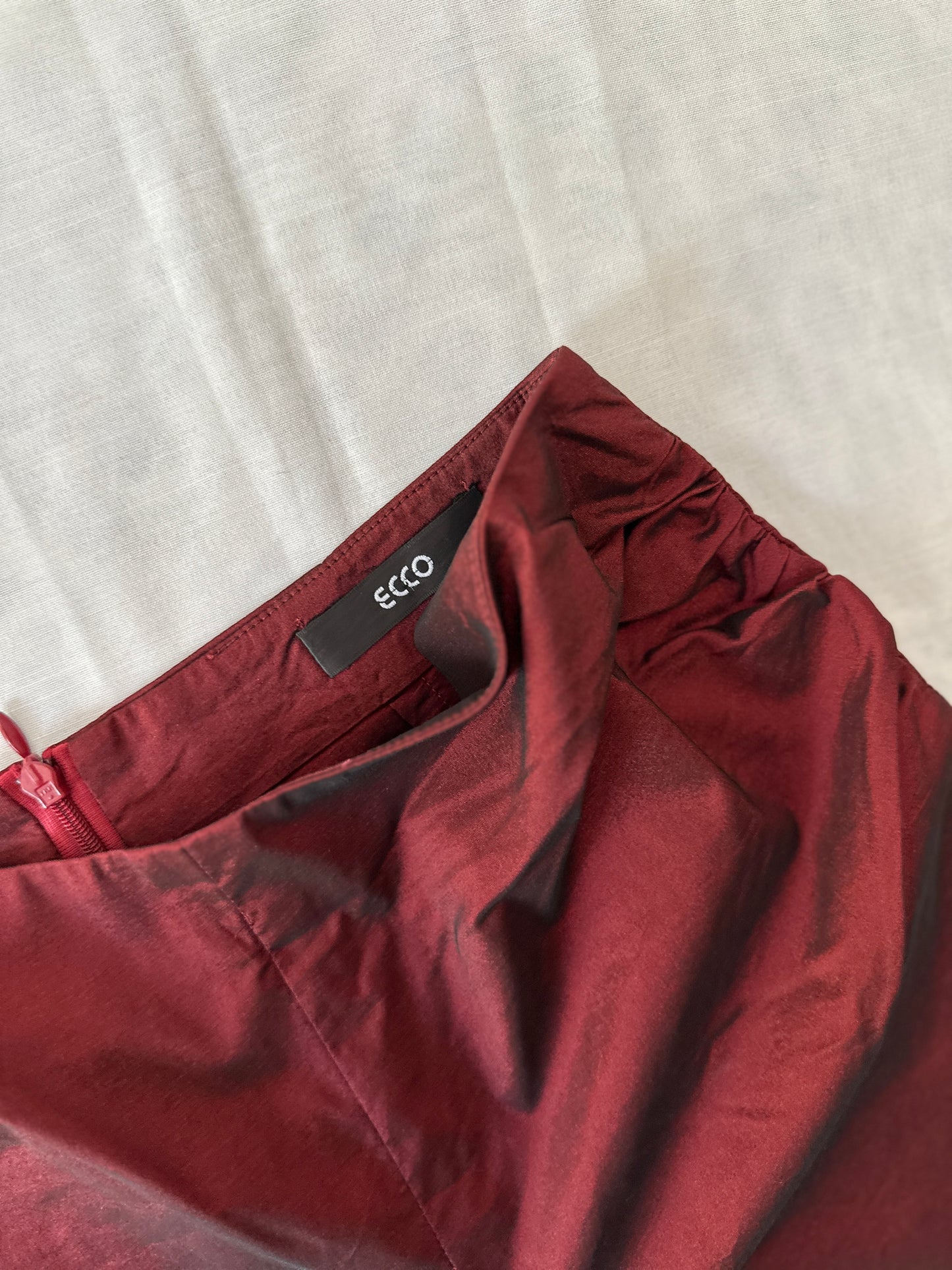 red opaque high waist flare pants