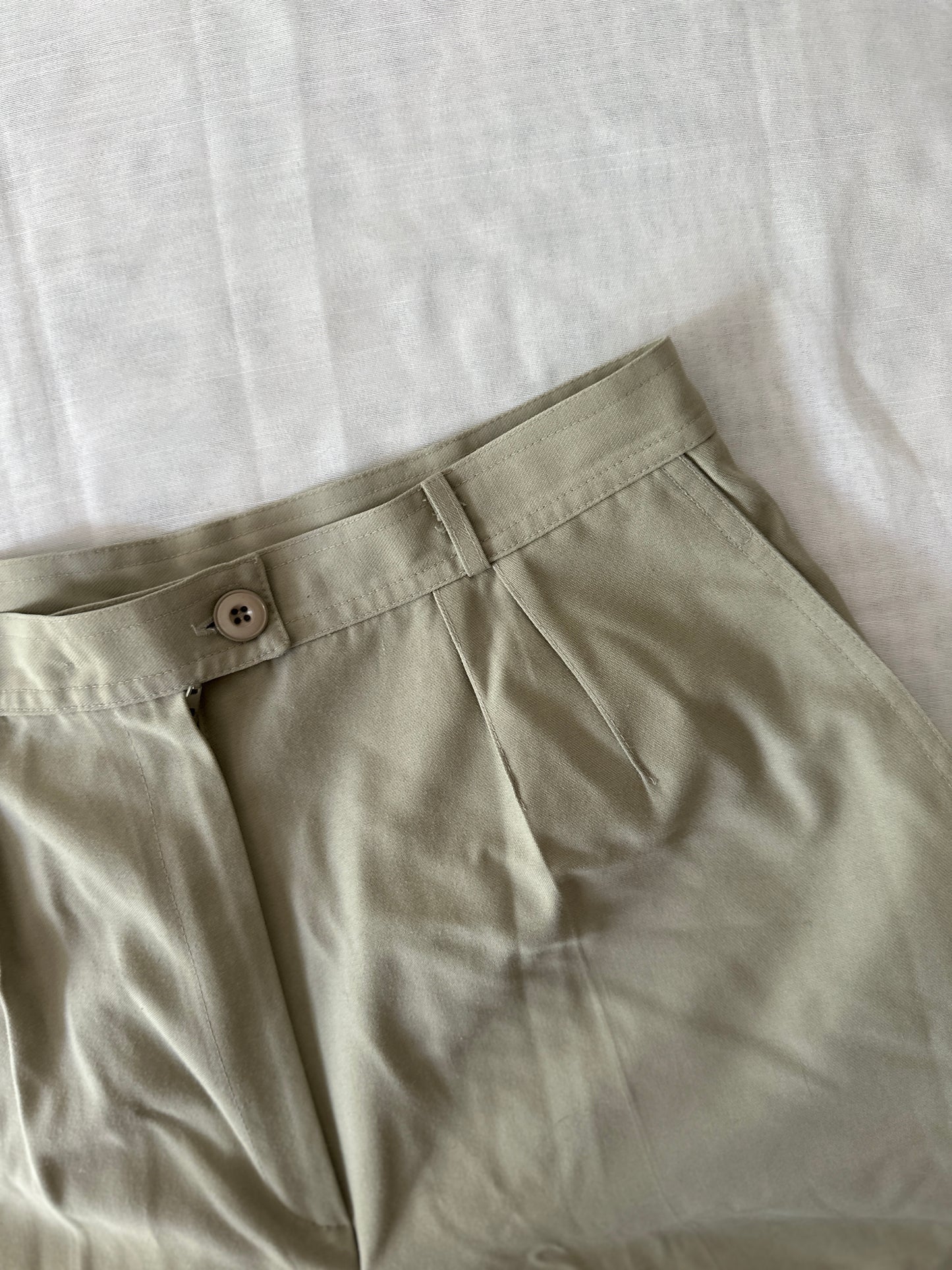 high waist grey/green pleated trouser