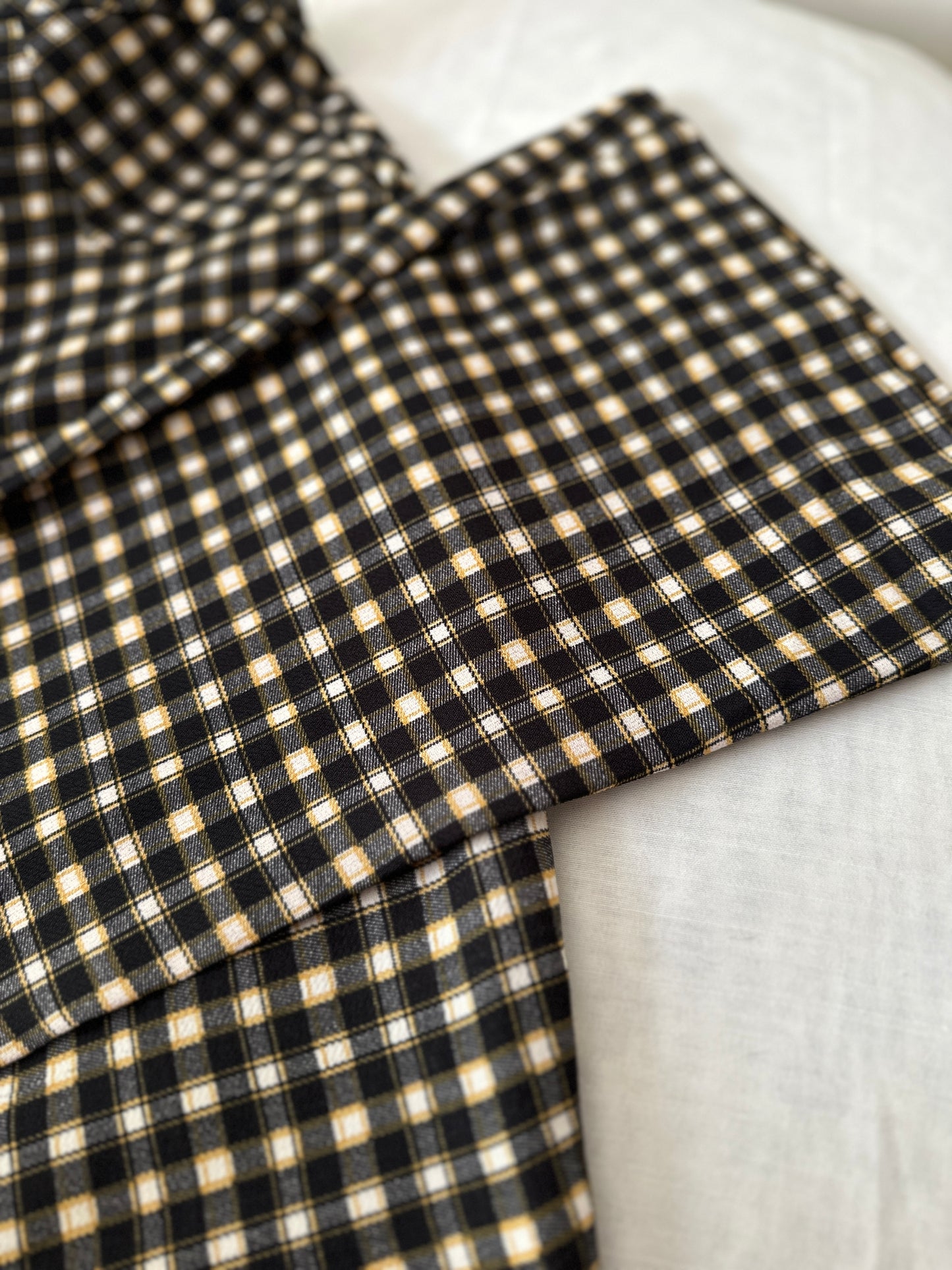 black/yellow gingham flared trousers