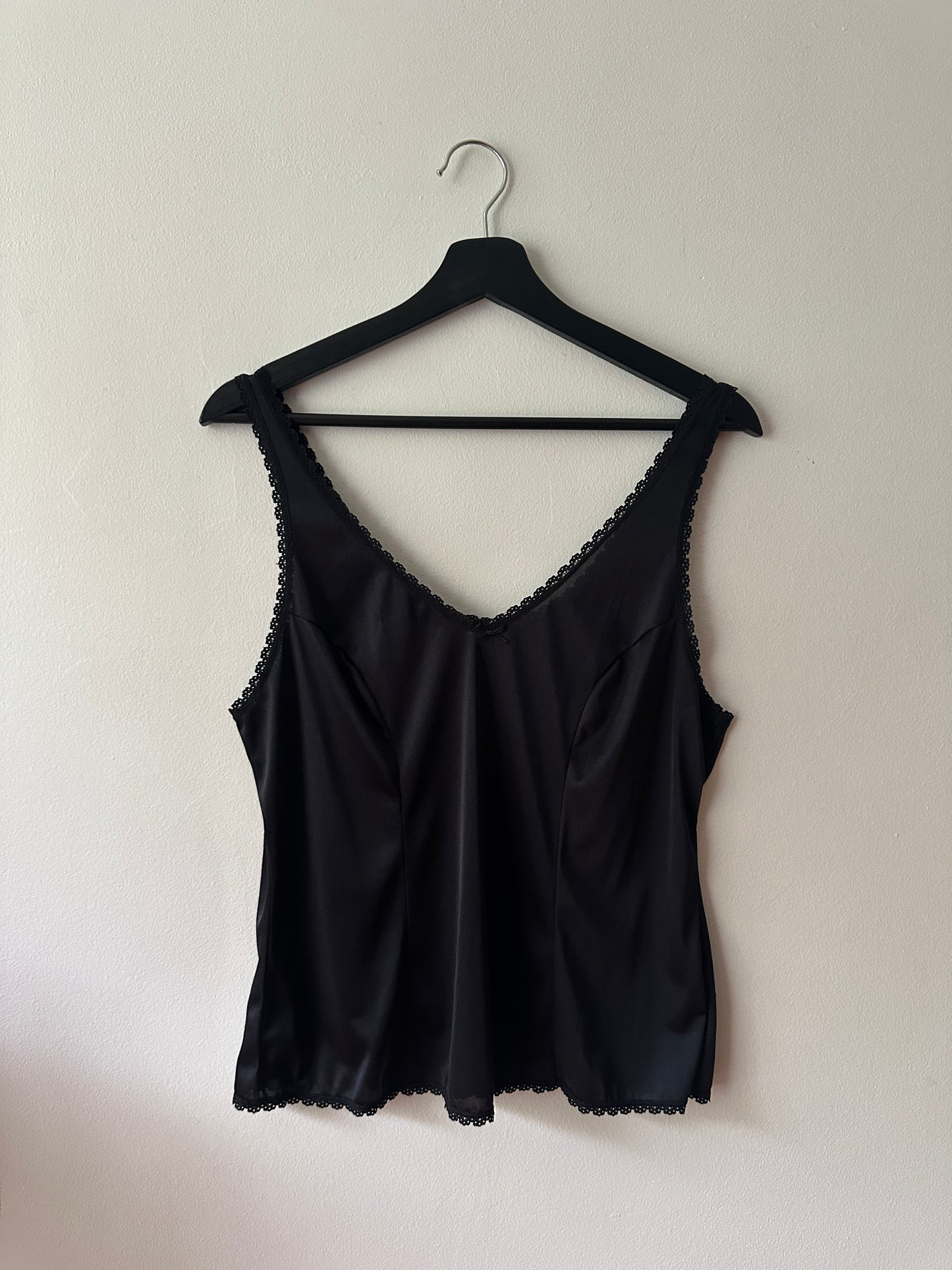 black lace trim slip blouse