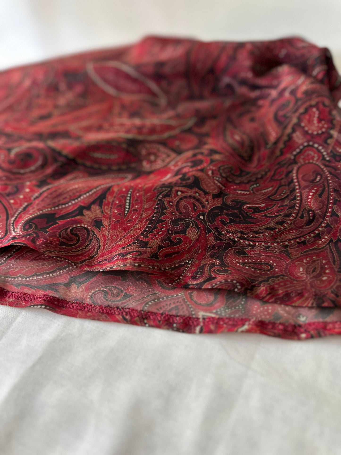 red paisley midi-skirt