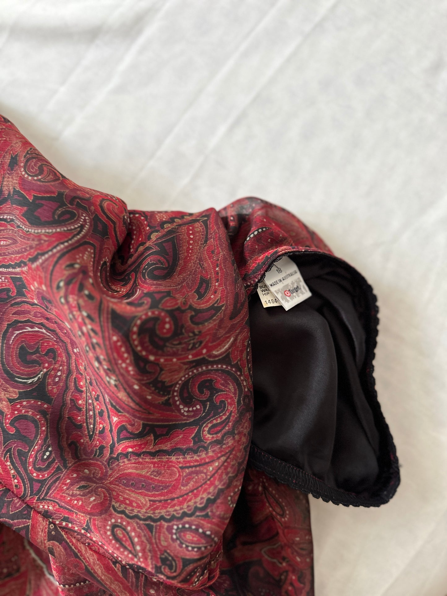 red paisley midi-skirt