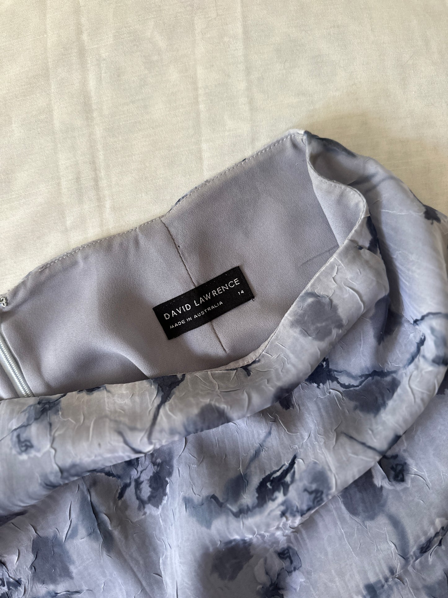 blue toned floral midi skirt