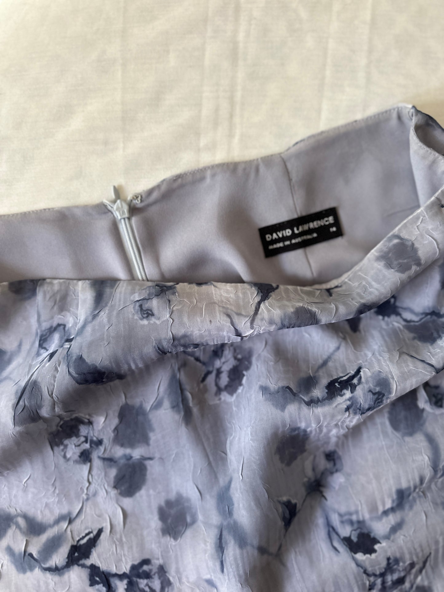 blue toned floral midi skirt