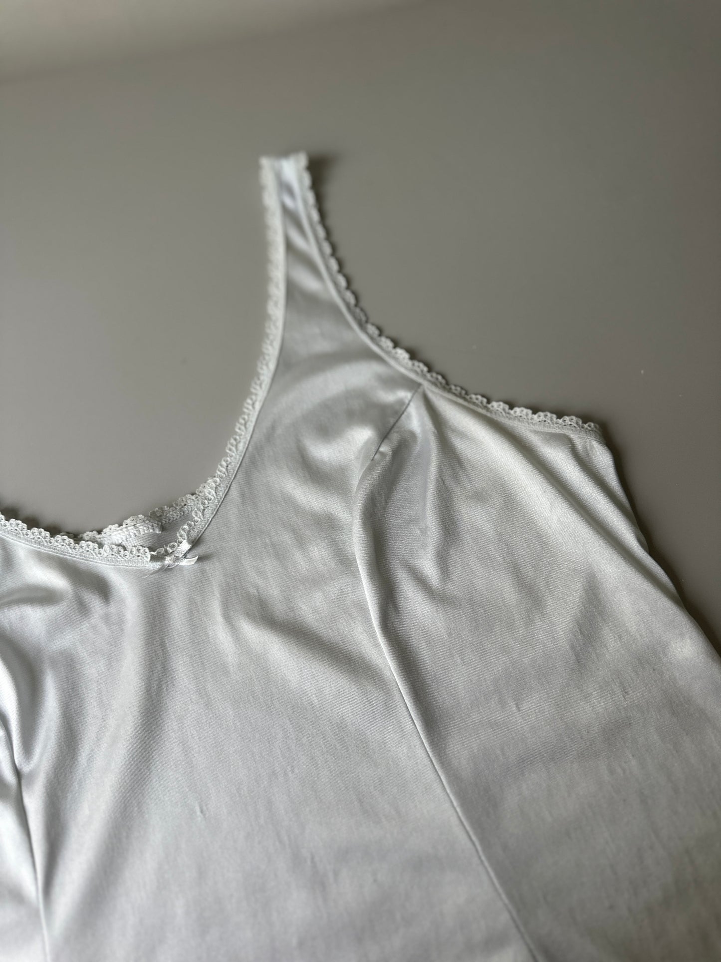 white lace trim slip blouse