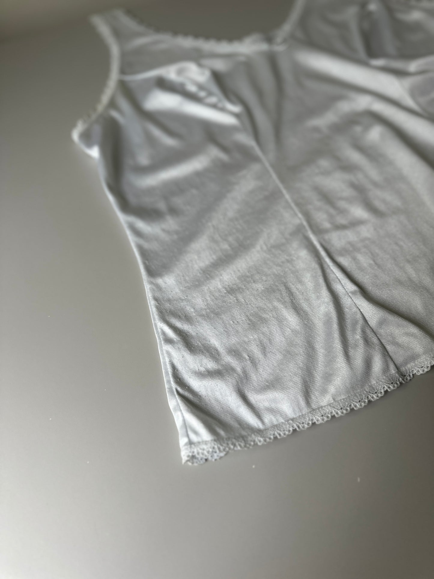 white lace trim slip blouse