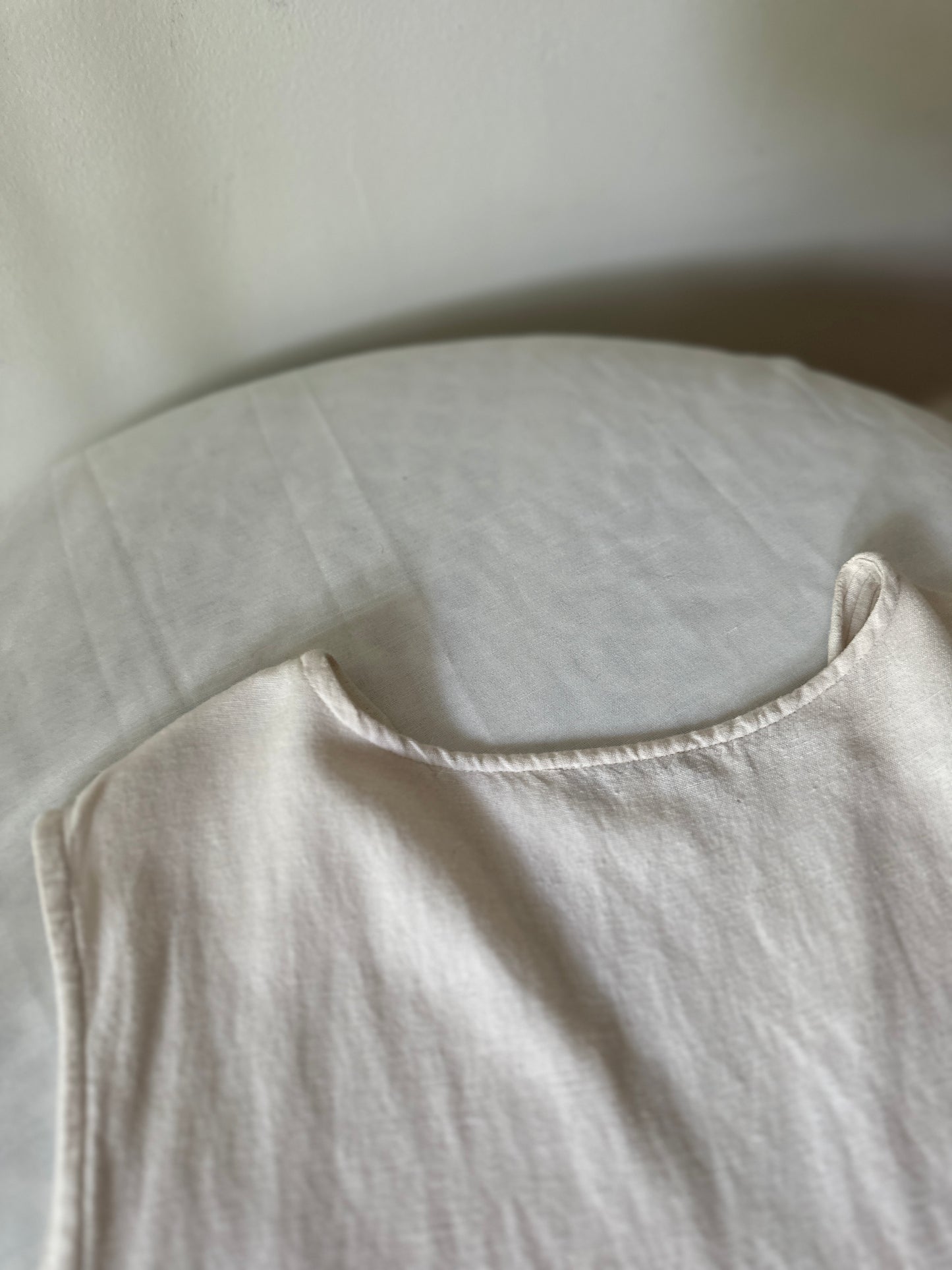 cream linen mid-length dress