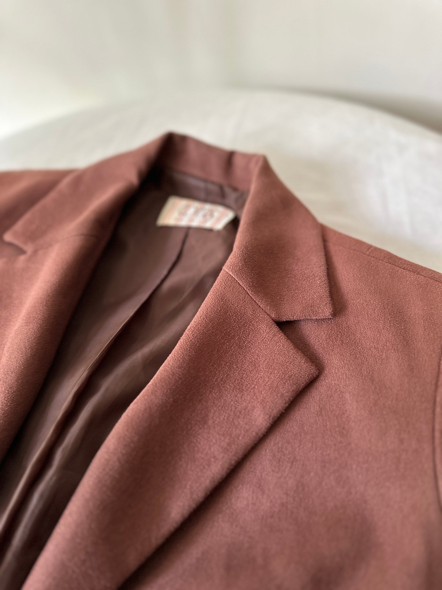 brown suede dress and suit jacket set