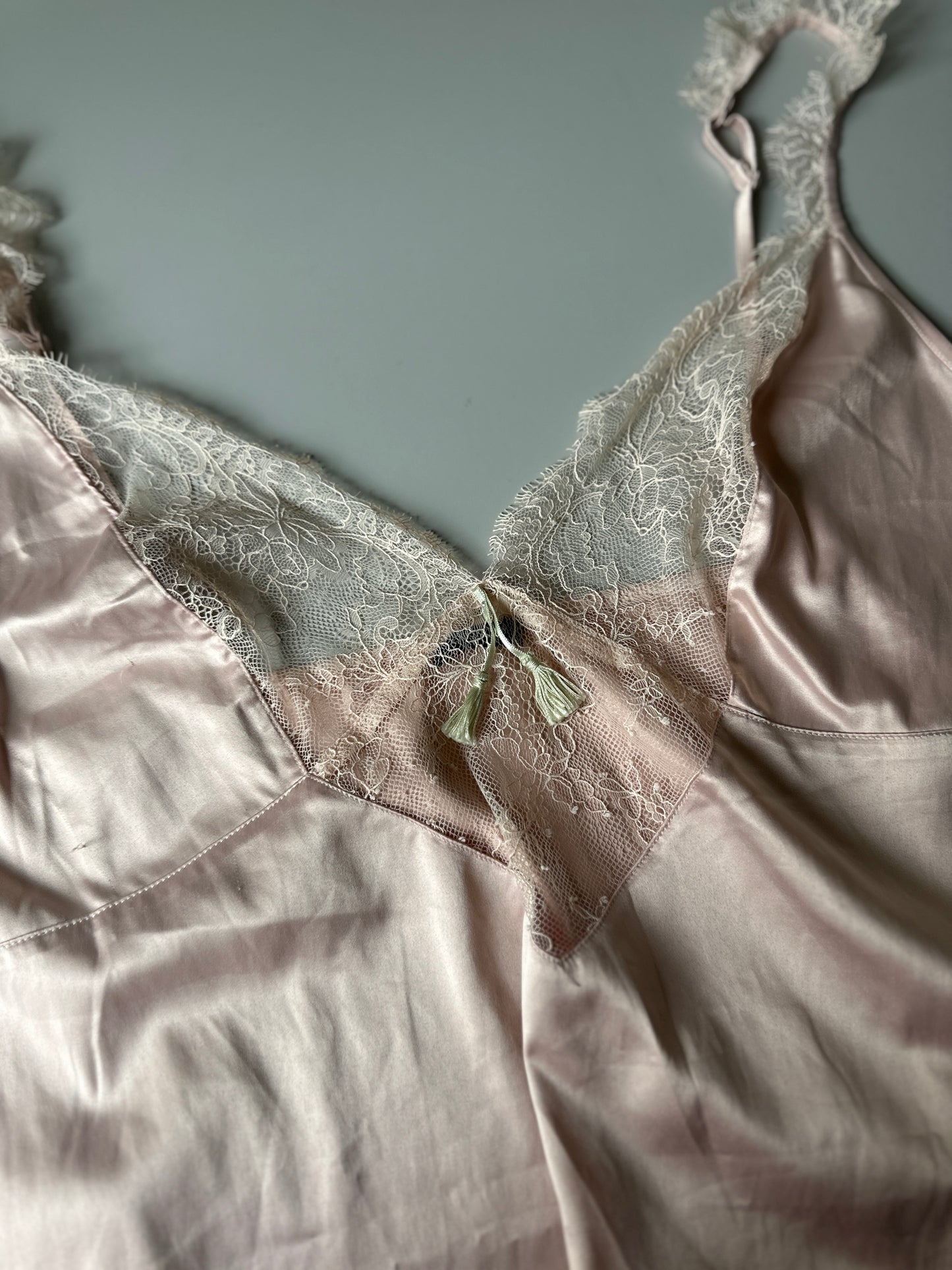 blush lace short slip