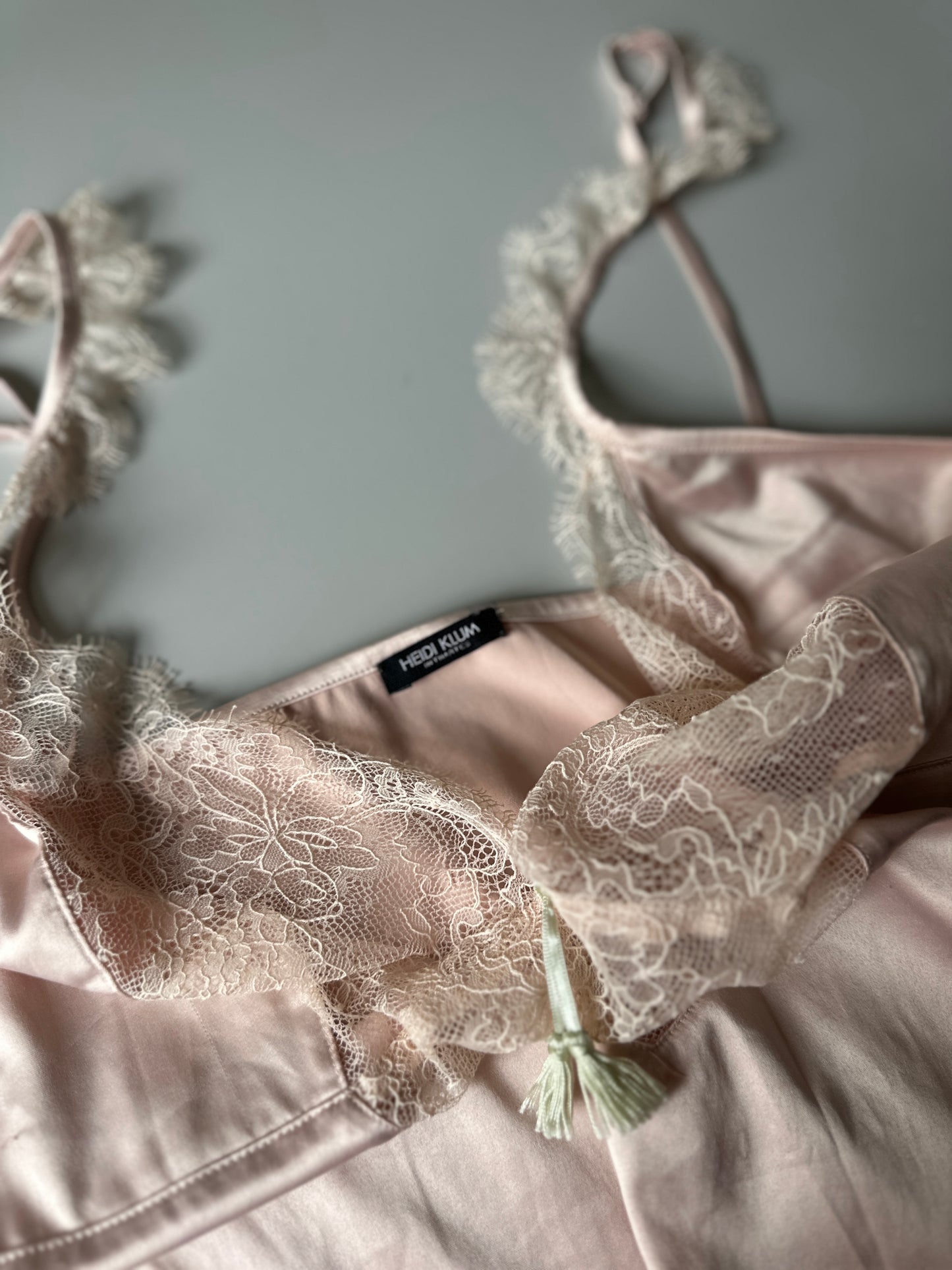 blush lace short slip