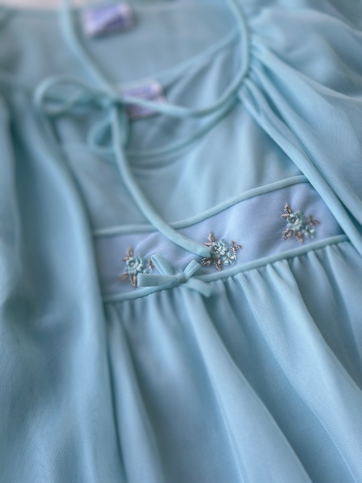 soft aqua two piece vintage night gown