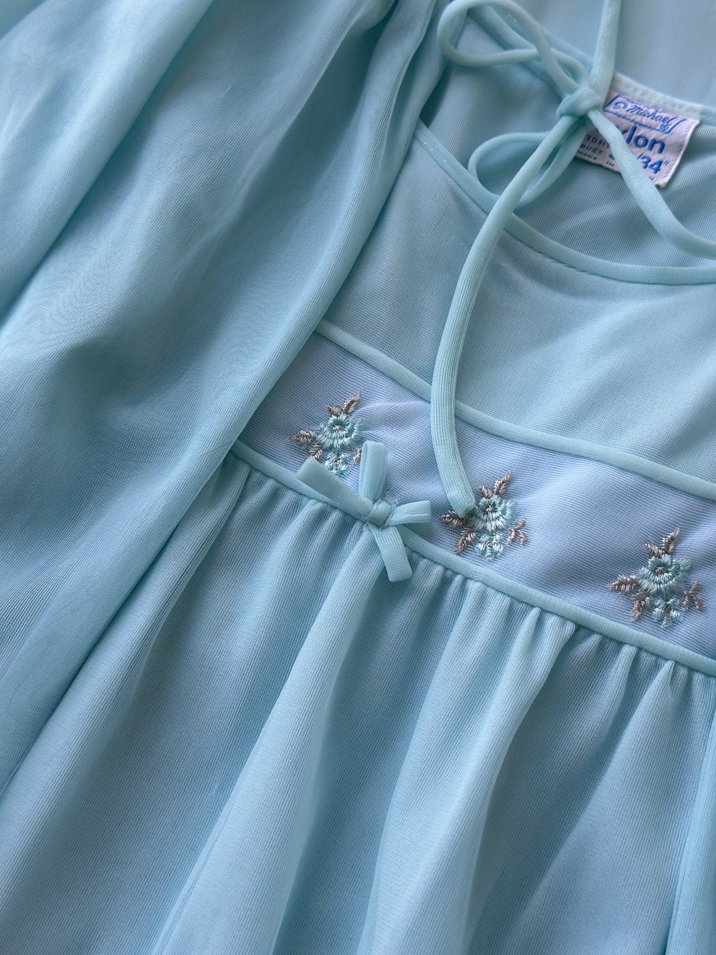 soft aqua two piece vintage night gown