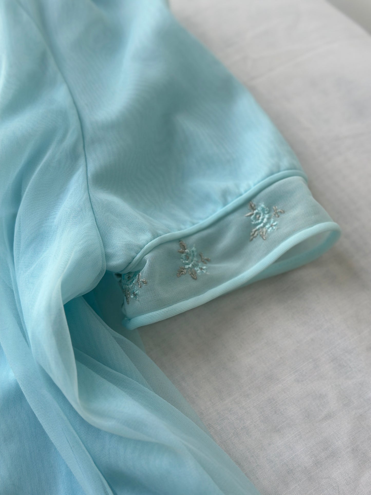 soft aqua two piece vintage night gown