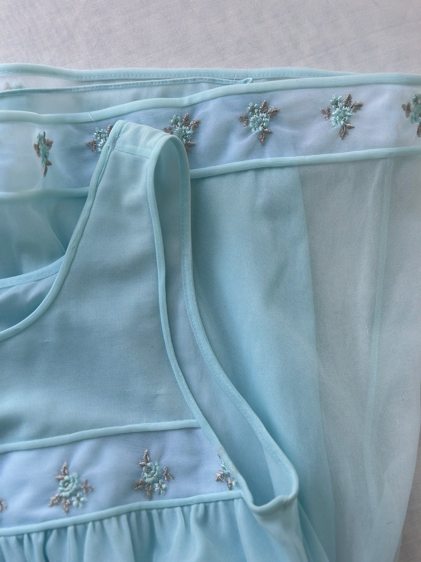soft aqua two piece vintage night gown