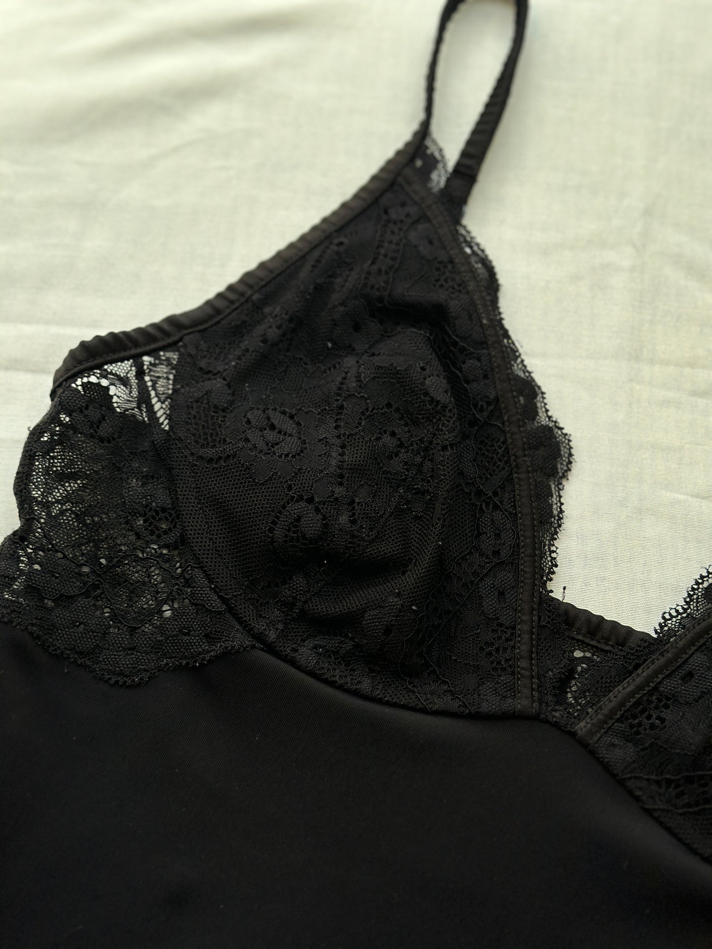 fitted black lace lingerie top
