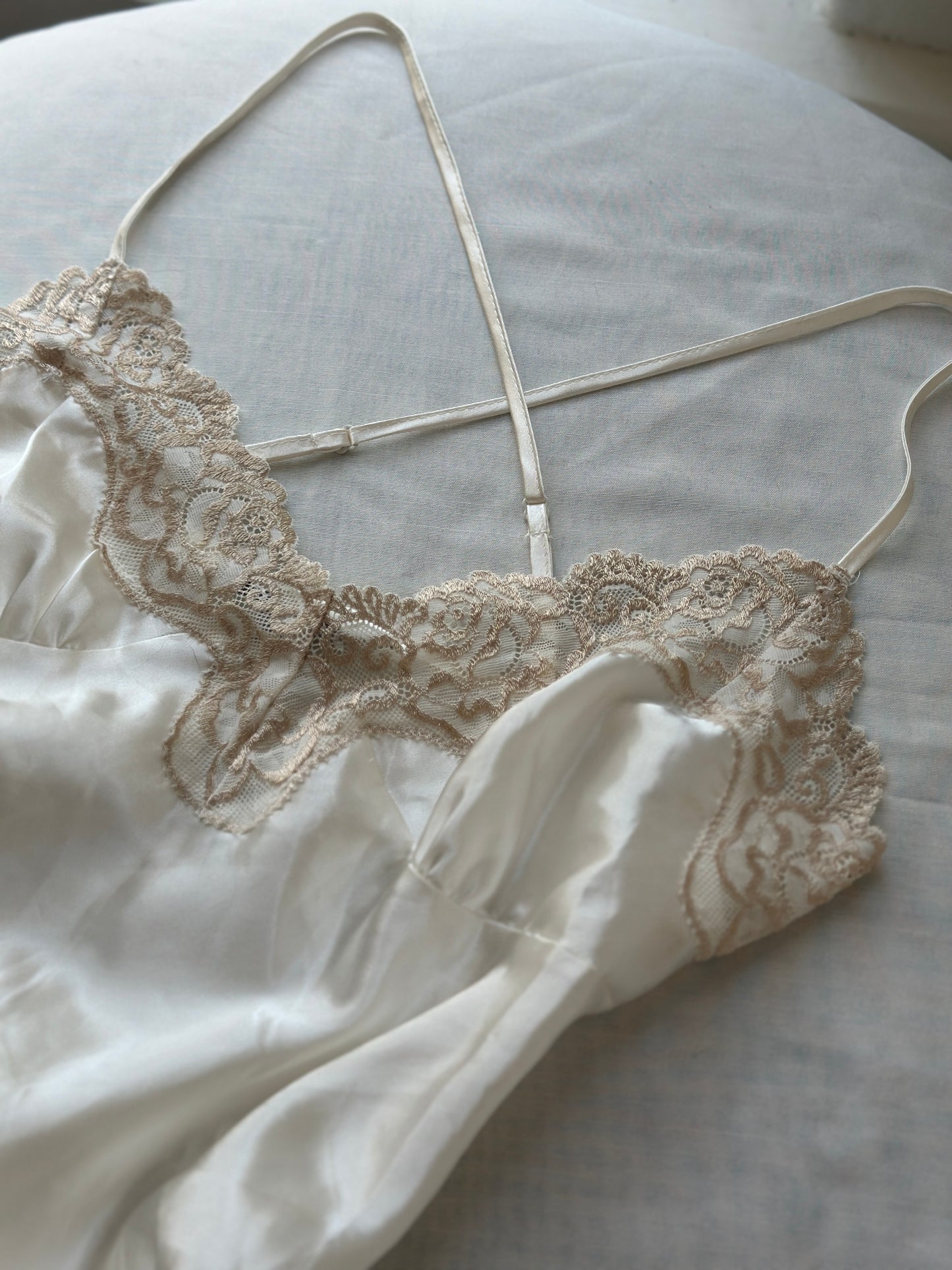 short white silk night gown