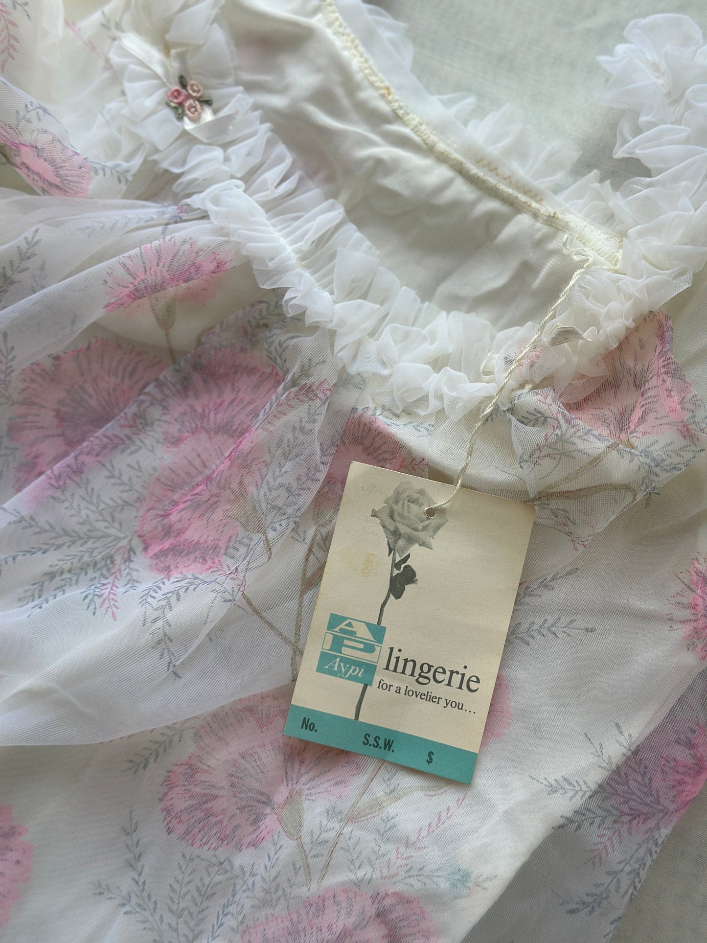 floral pink and white babydoll slip