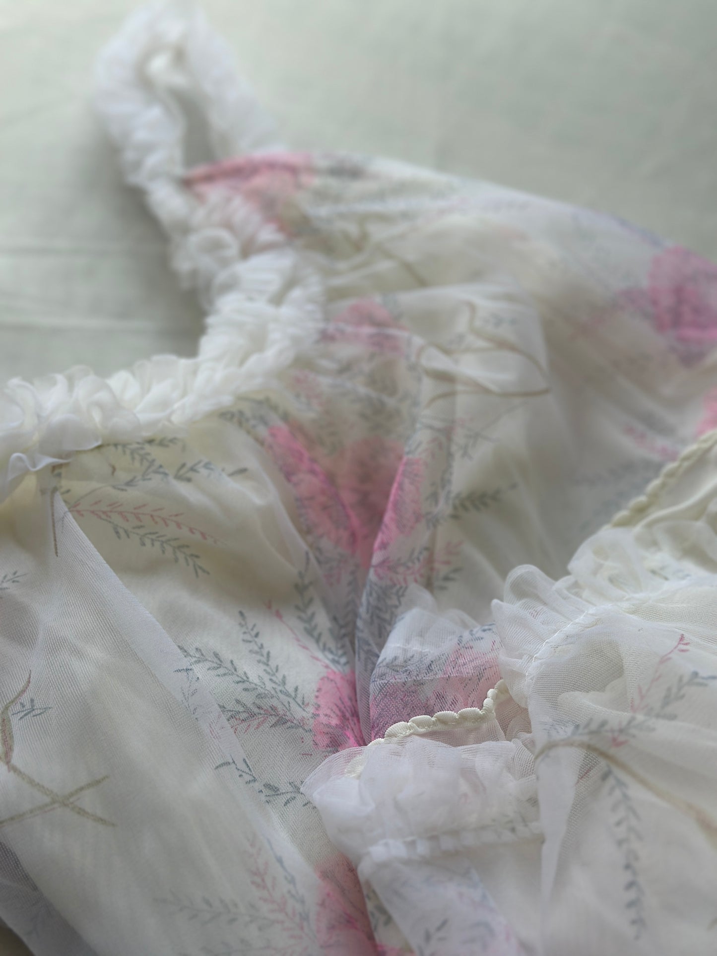 floral pink and white babydoll slip