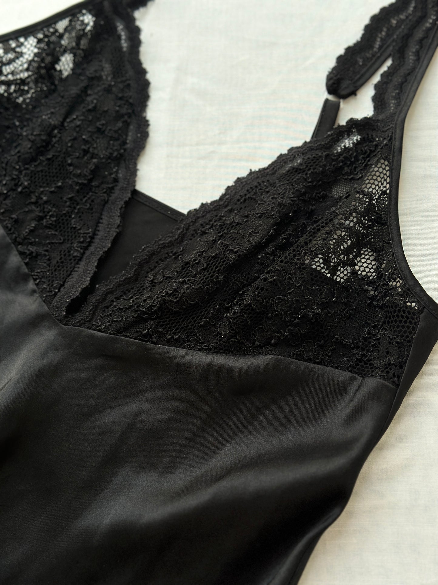 black long lace slip