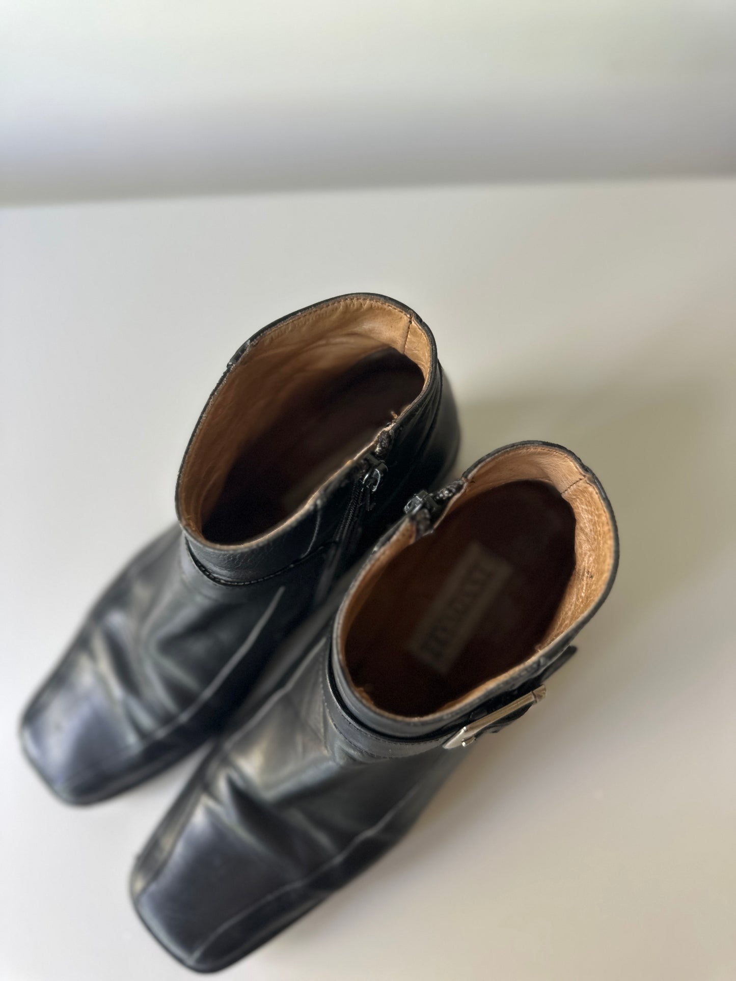black leather ankle boots