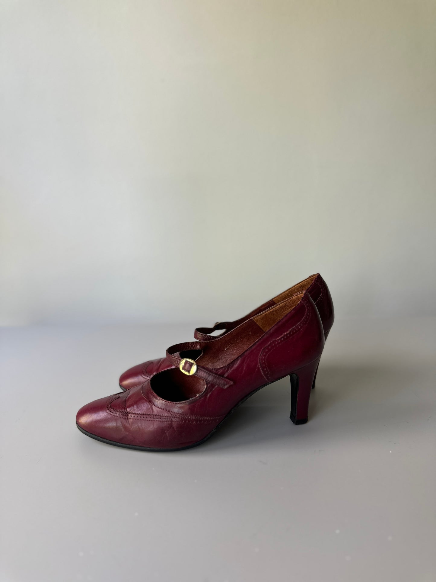 cherry red brogue kitten heels