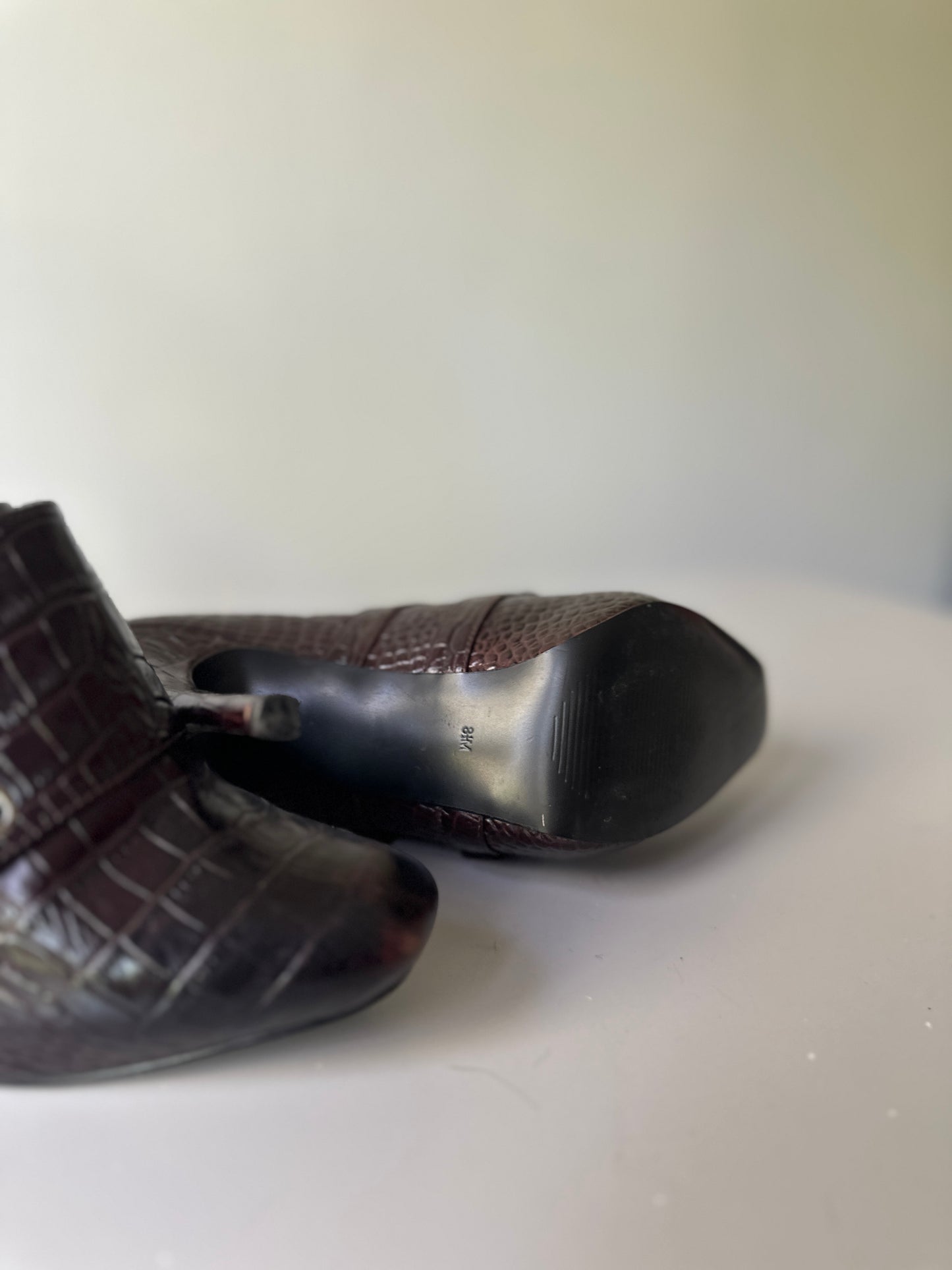GUESS brown faux crocodile high heels