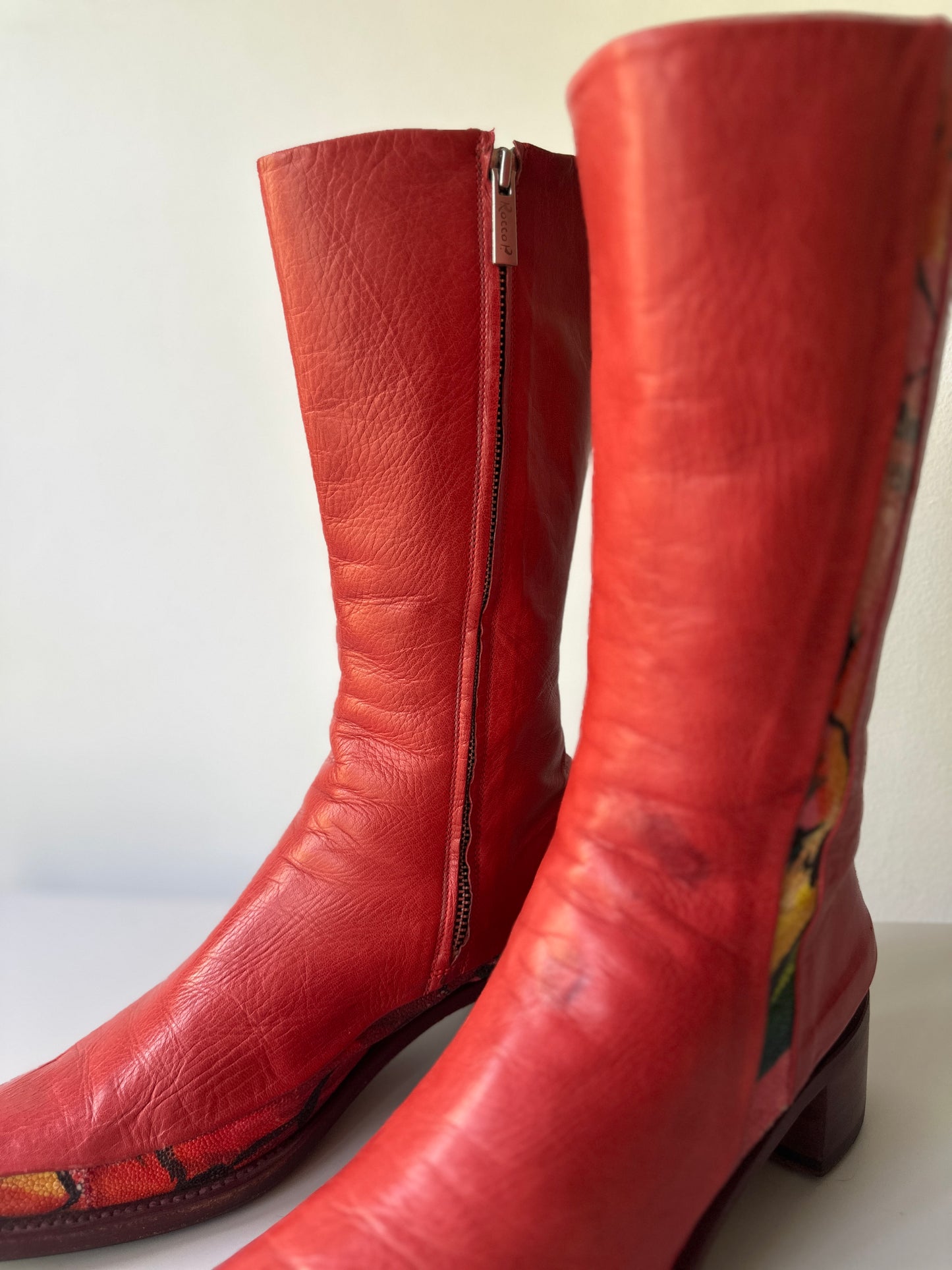 Rocco P. red leather boots