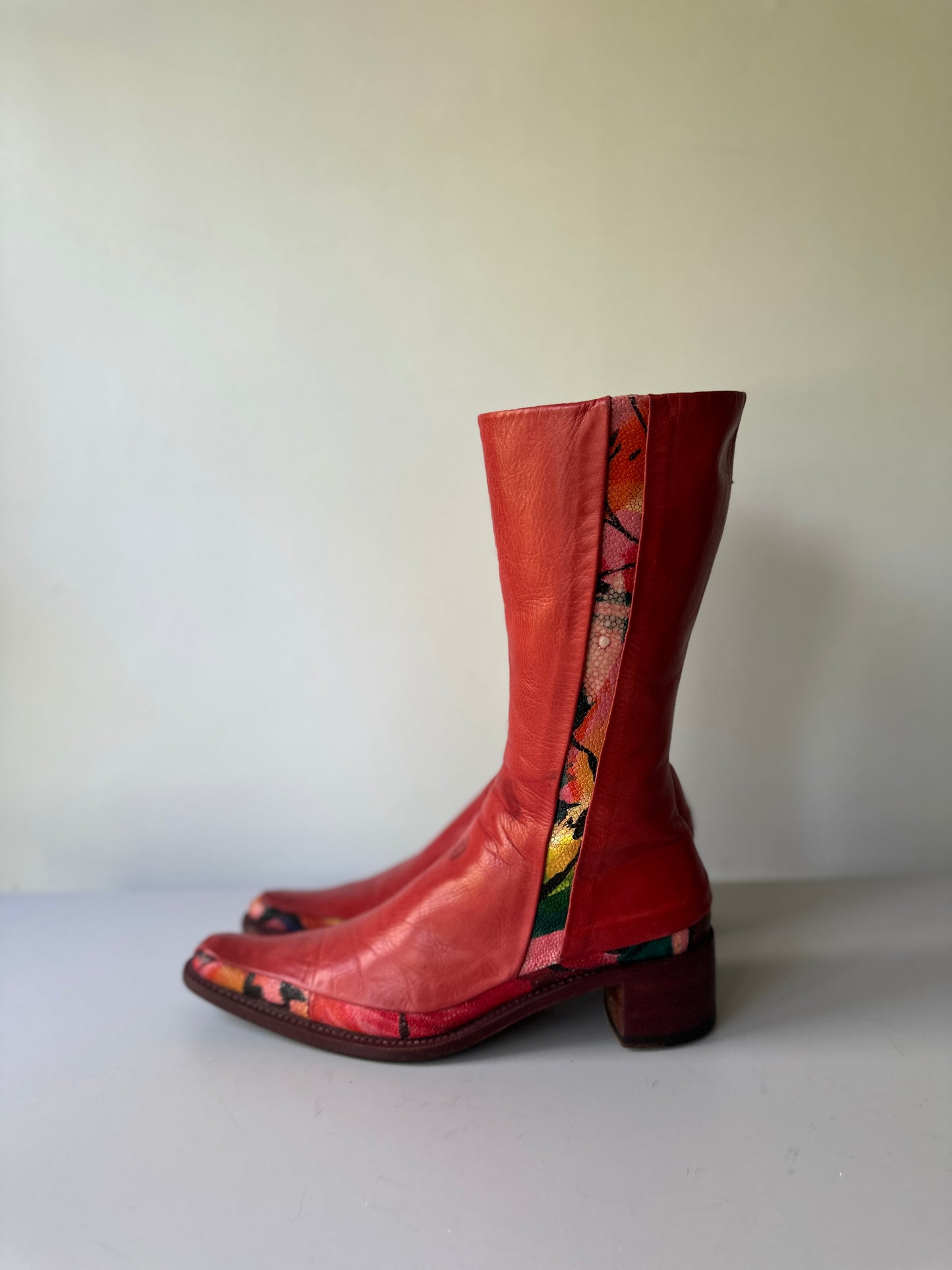 Rocco P. red leather boots