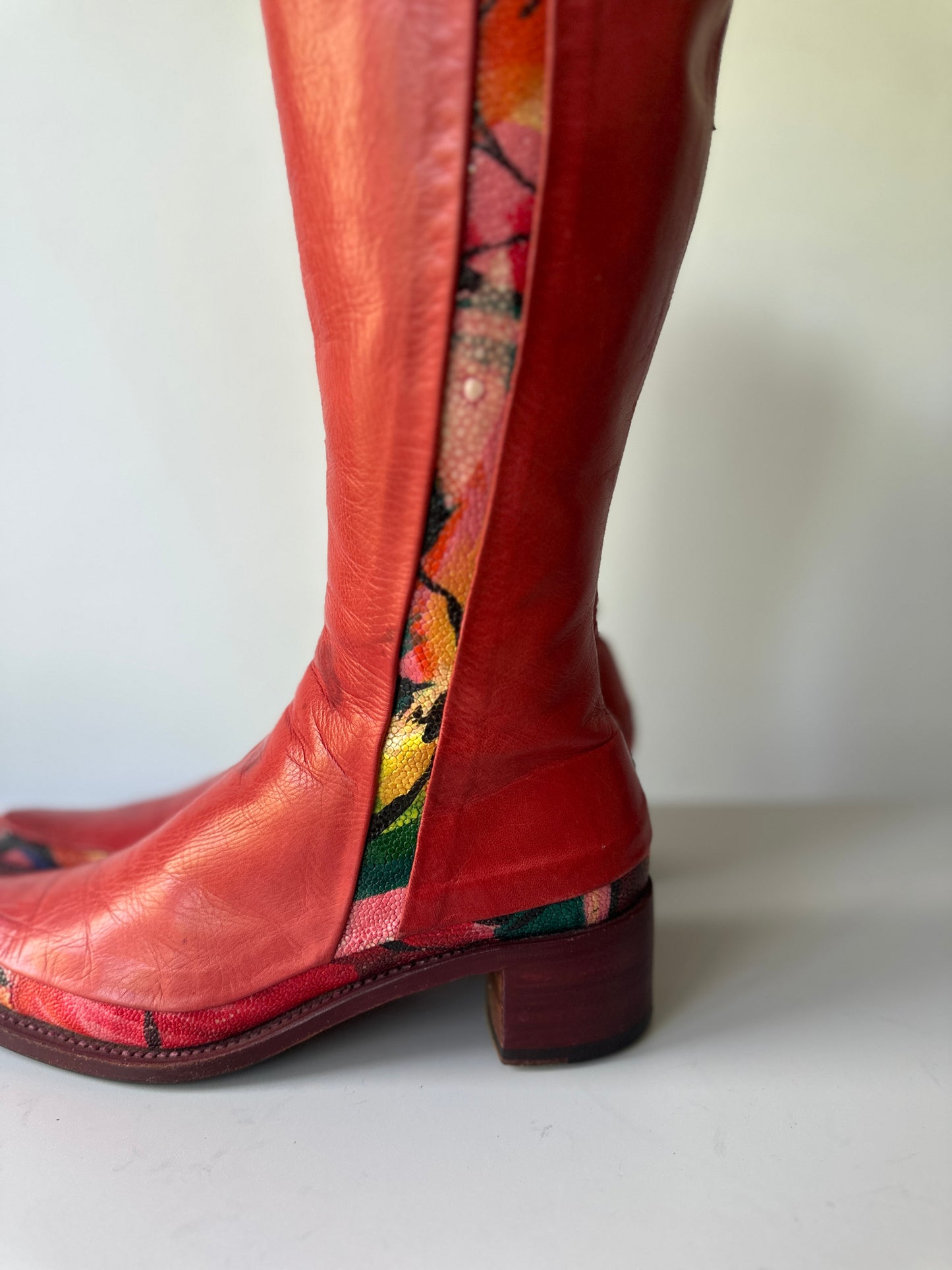 Rocco P. red leather boots