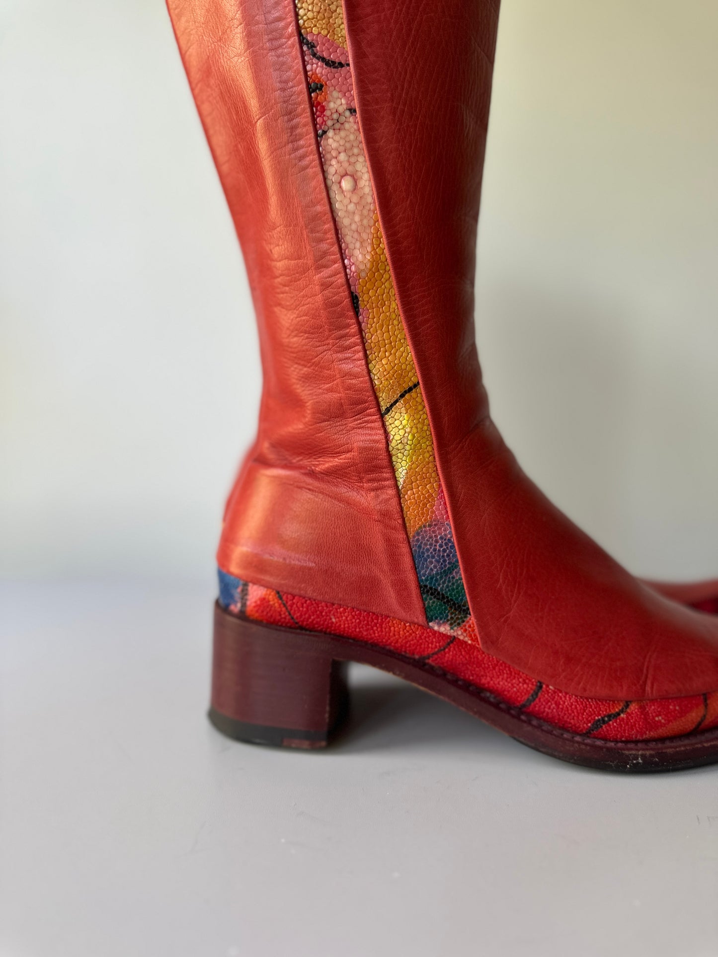 Rocco P. red leather boots