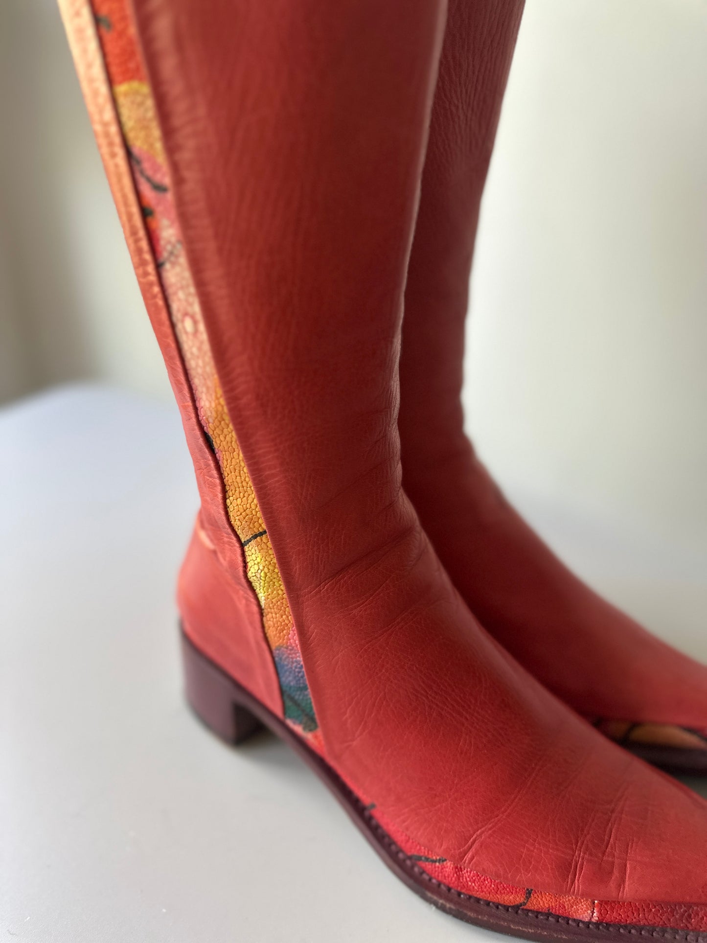 Rocco P. red leather boots