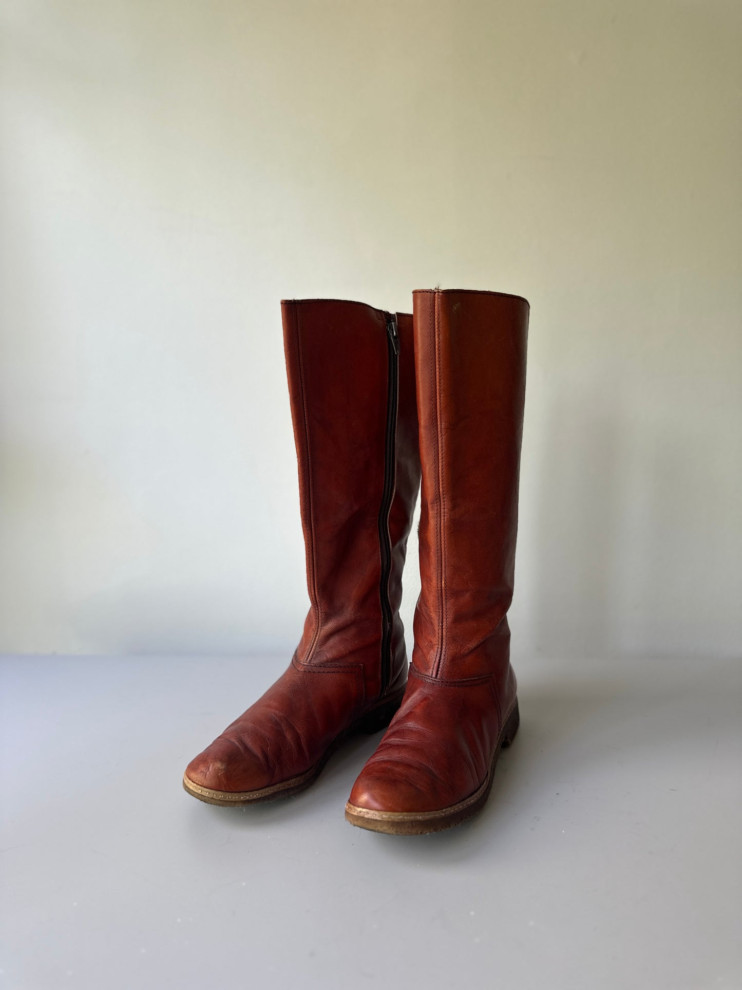 70s SANDLER red-mahogany leather boots